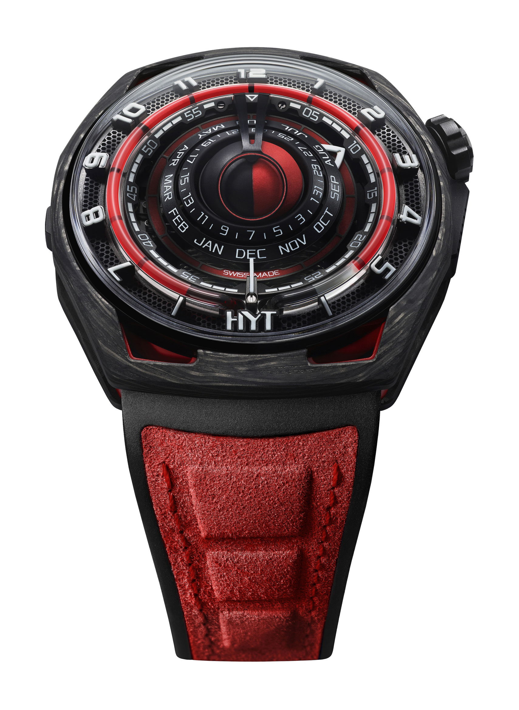 HYT Moon Runner Red Magma luxury timepiece - detailed view