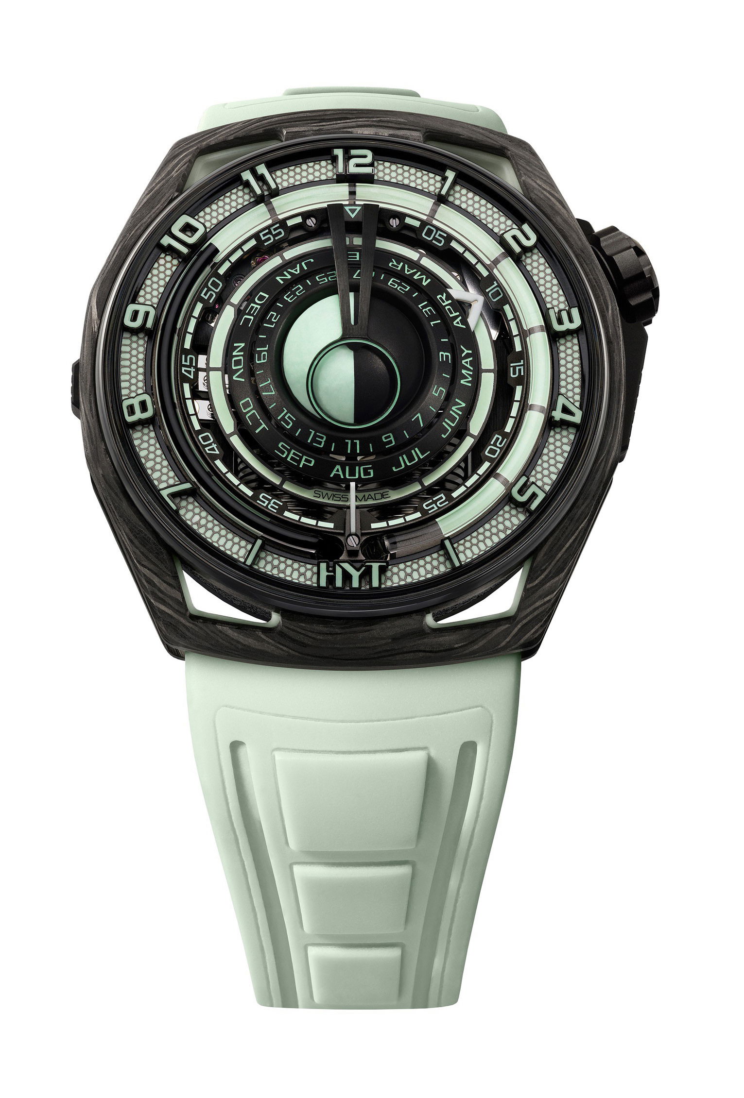 HYT Moon Runner White Neon luxury timepiece - detailed view