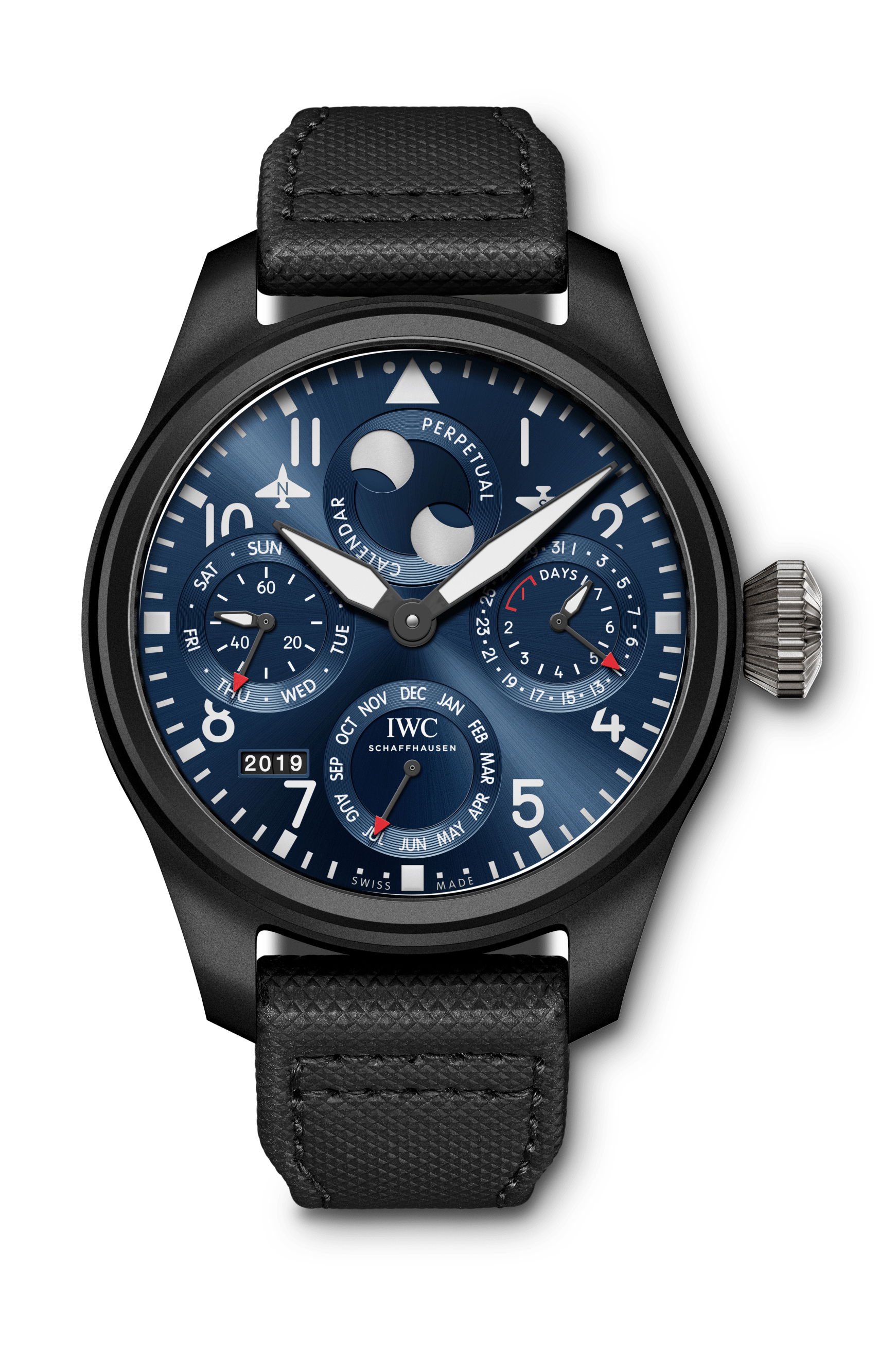 IWC Schaffhausen Big Pilot’s Watch Perpetual Calendar Edition “Rodeo Drive” luxury timepiece - detailed view
