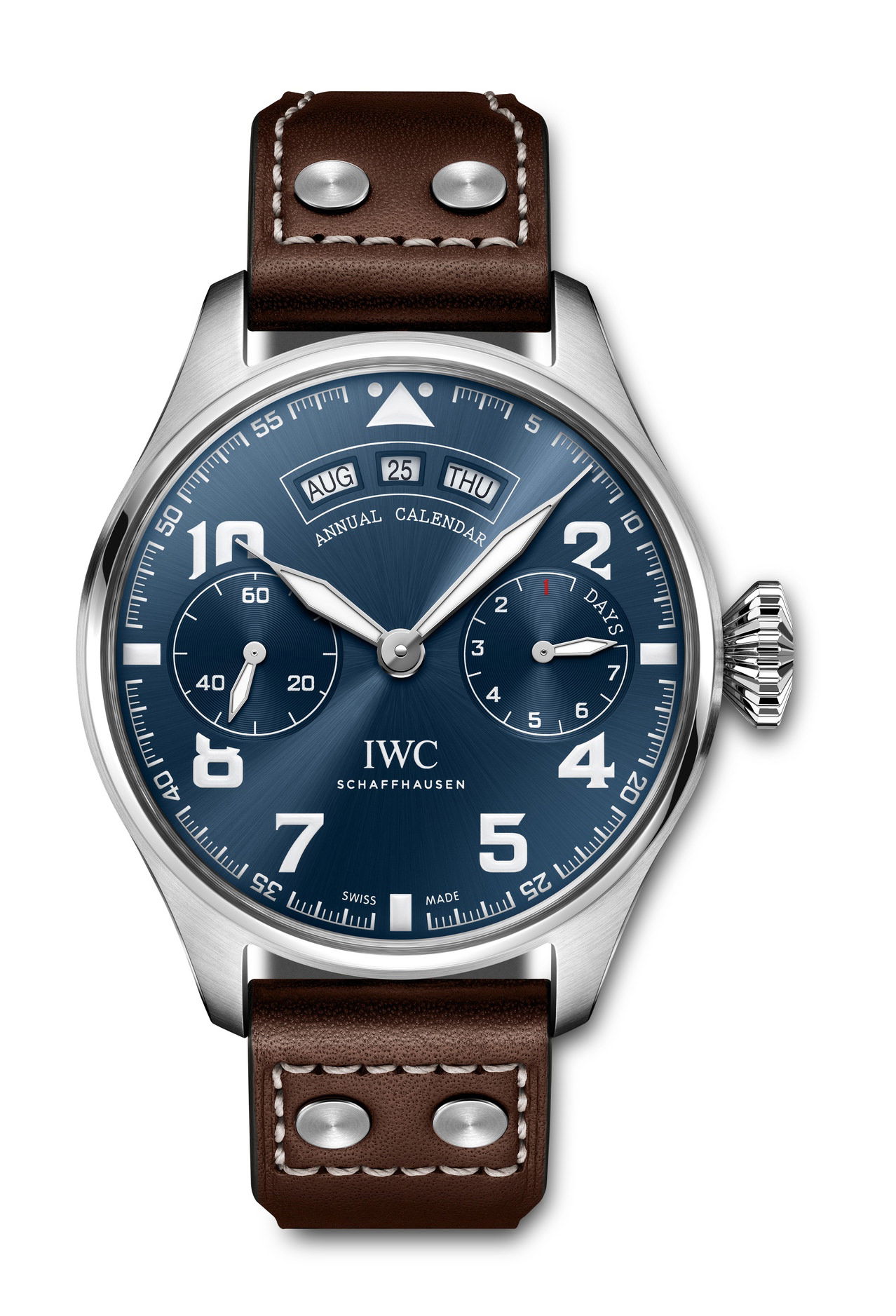IWC Schaffhausen Big Pilot’s Watch Annual Calendar Edition “Le Petit Prince” luxury timepiece - detailed view