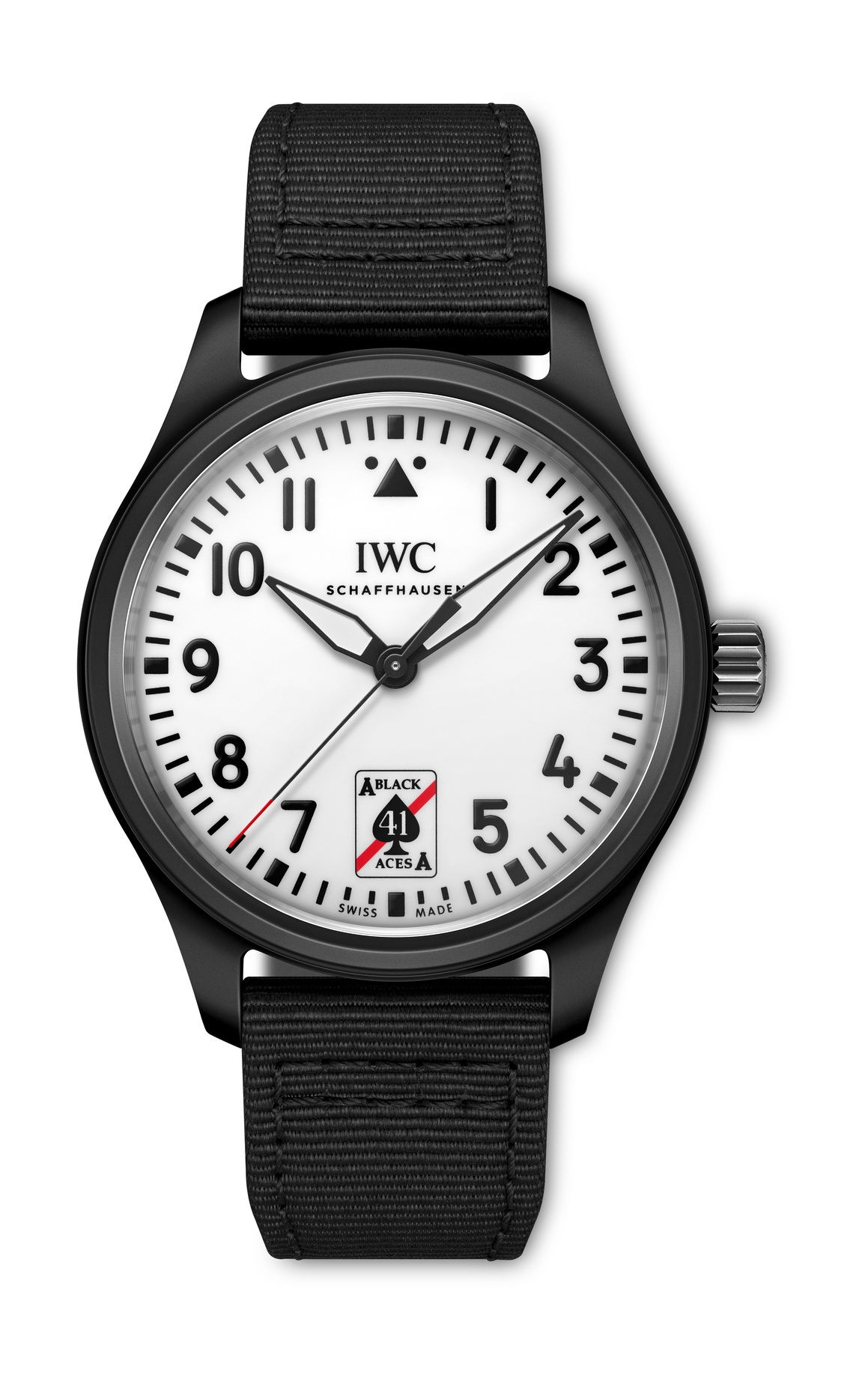 IWC Schaffhausen Pilot’s Watch Automatic 41 Black Aces luxury timepiece - detailed view
