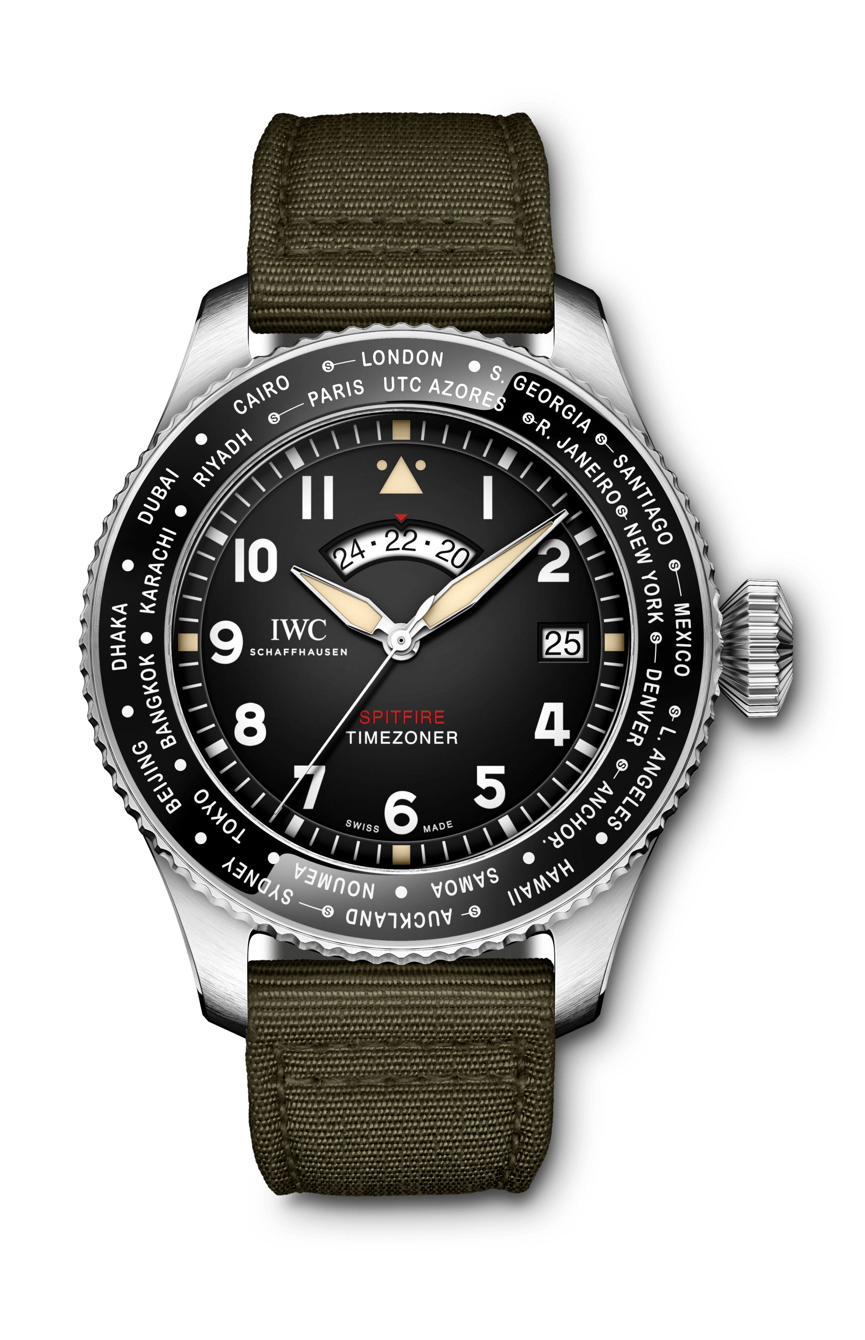 IWC Schaffhausen Pilot’s Watch Timezoner Spitfire Edition “The Longest Flight” luxury timepiece - detailed view