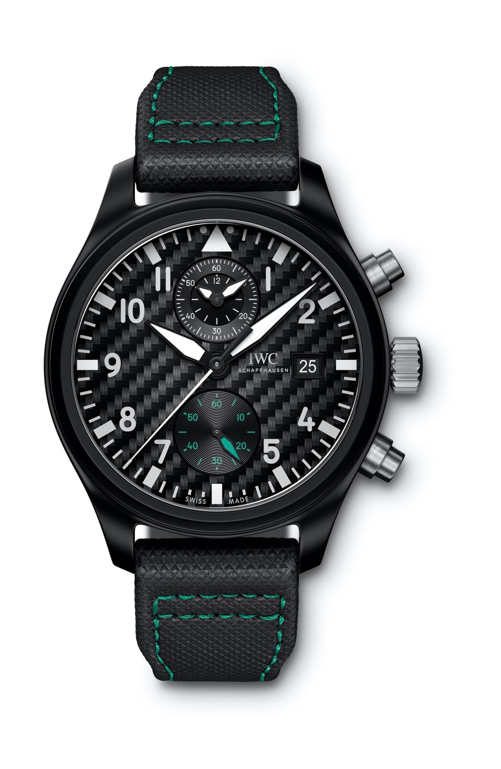 IWC Schaffhausen Pilot’s Watch Chronograph Edition “Mercedes-AMG Petronas Motorsport” luxury timepiece - detailed view