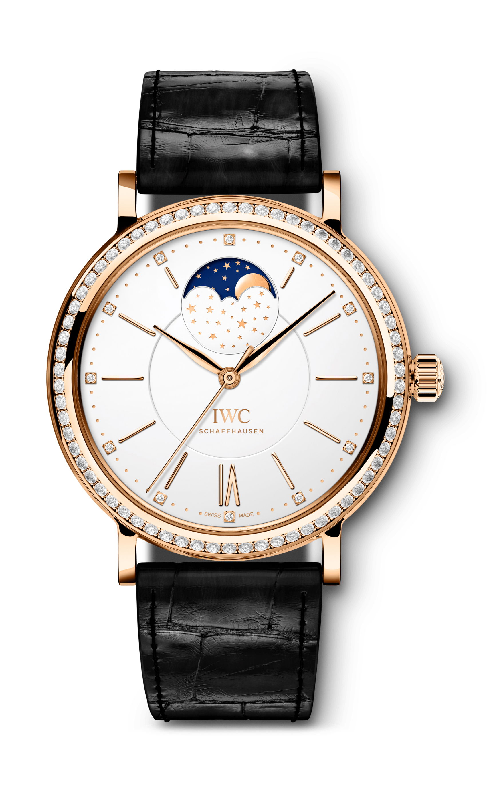 IWC Schaffhausen Portofino Automatic Moon Phase 37 luxury timepiece - detailed view