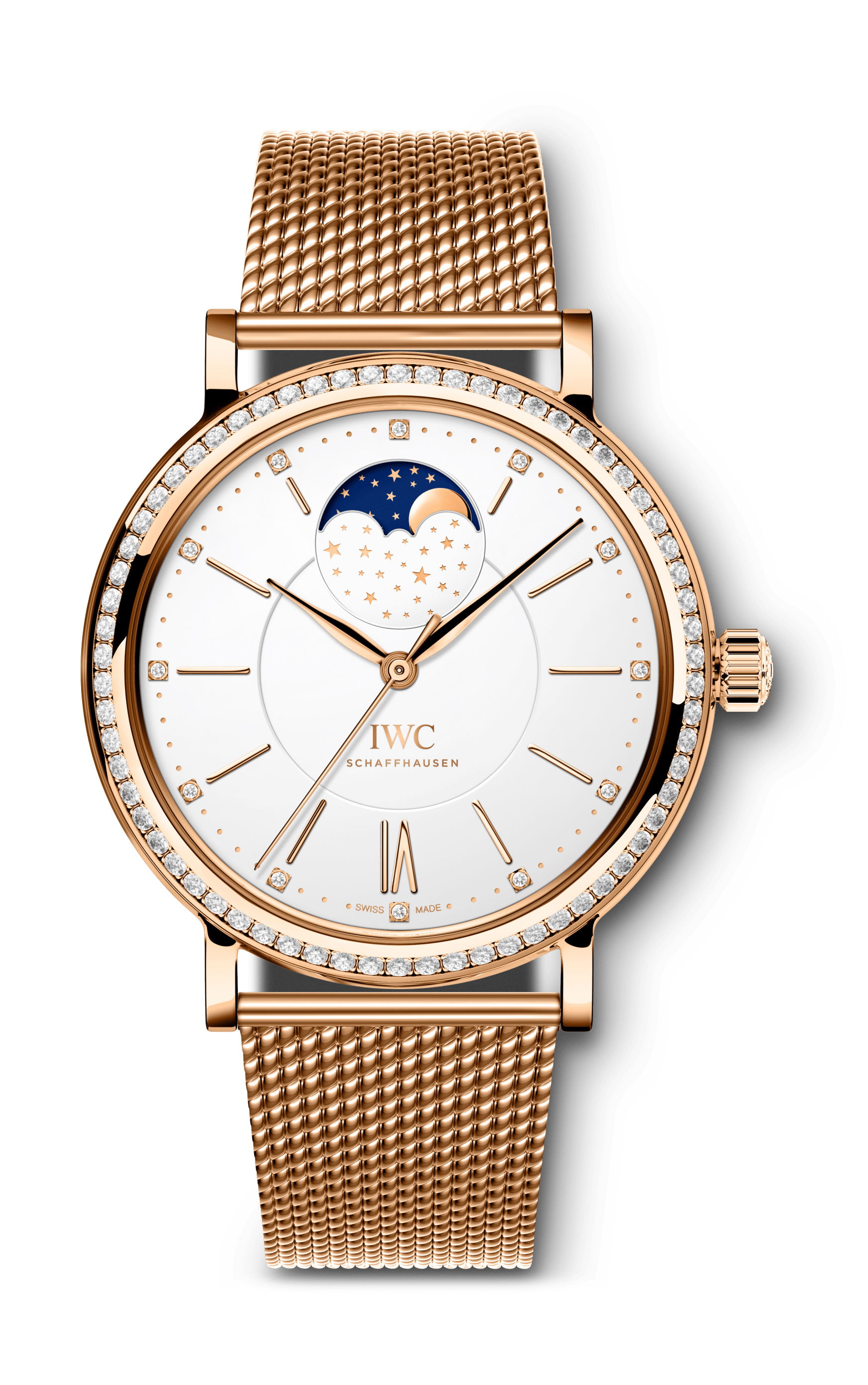 IWC Schaffhausen Portofino Automatic Moon Phase 37 luxury timepiece - detailed view