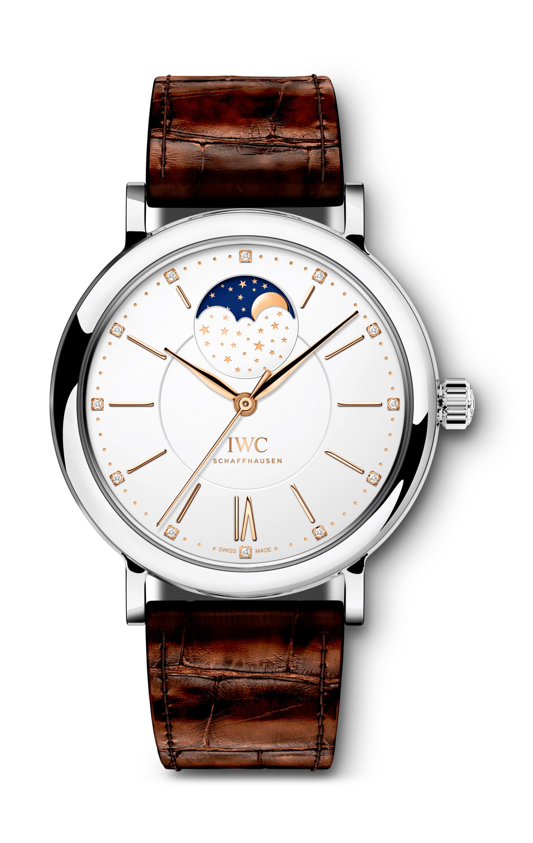 IWC Schaffhausen Portofino Automatic Moon Phase 37 luxury timepiece - detailed view