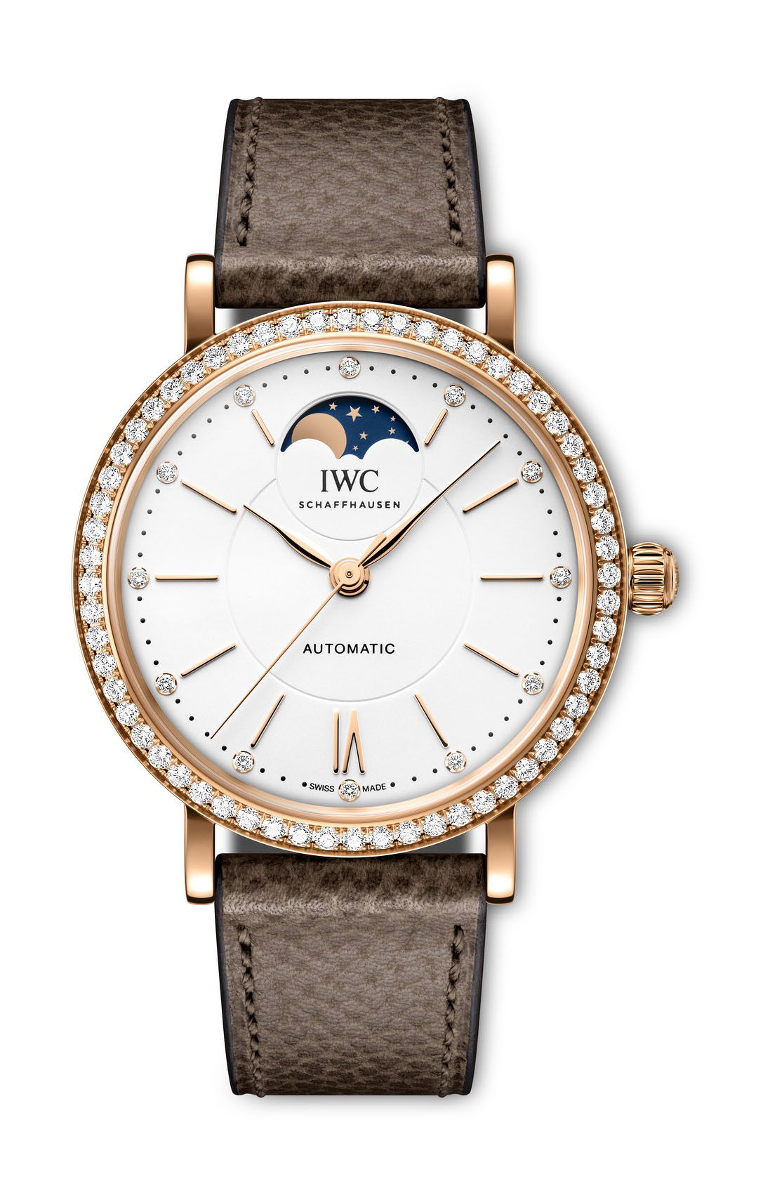 IWC Schaffhausen Portofino Automatic Moon Phase 37 luxury timepiece - detailed view