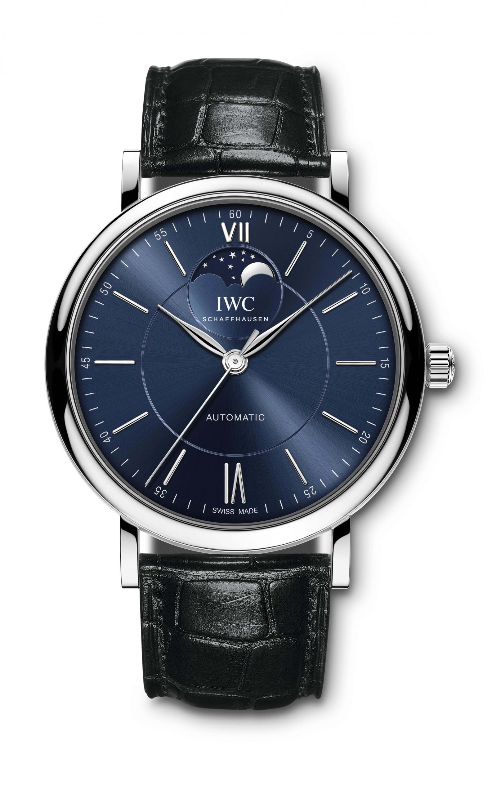 IWC Schaffhausen Portofino Automatic Moon Phase 40 luxury timepiece - detailed view