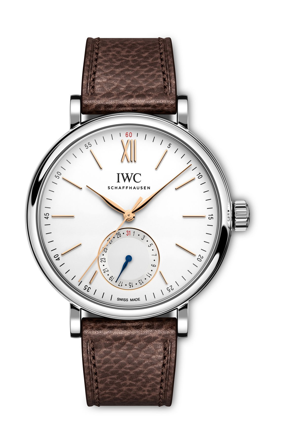 IWC Schaffhausen Portofino Automatic Pointer Date luxury timepiece - detailed view