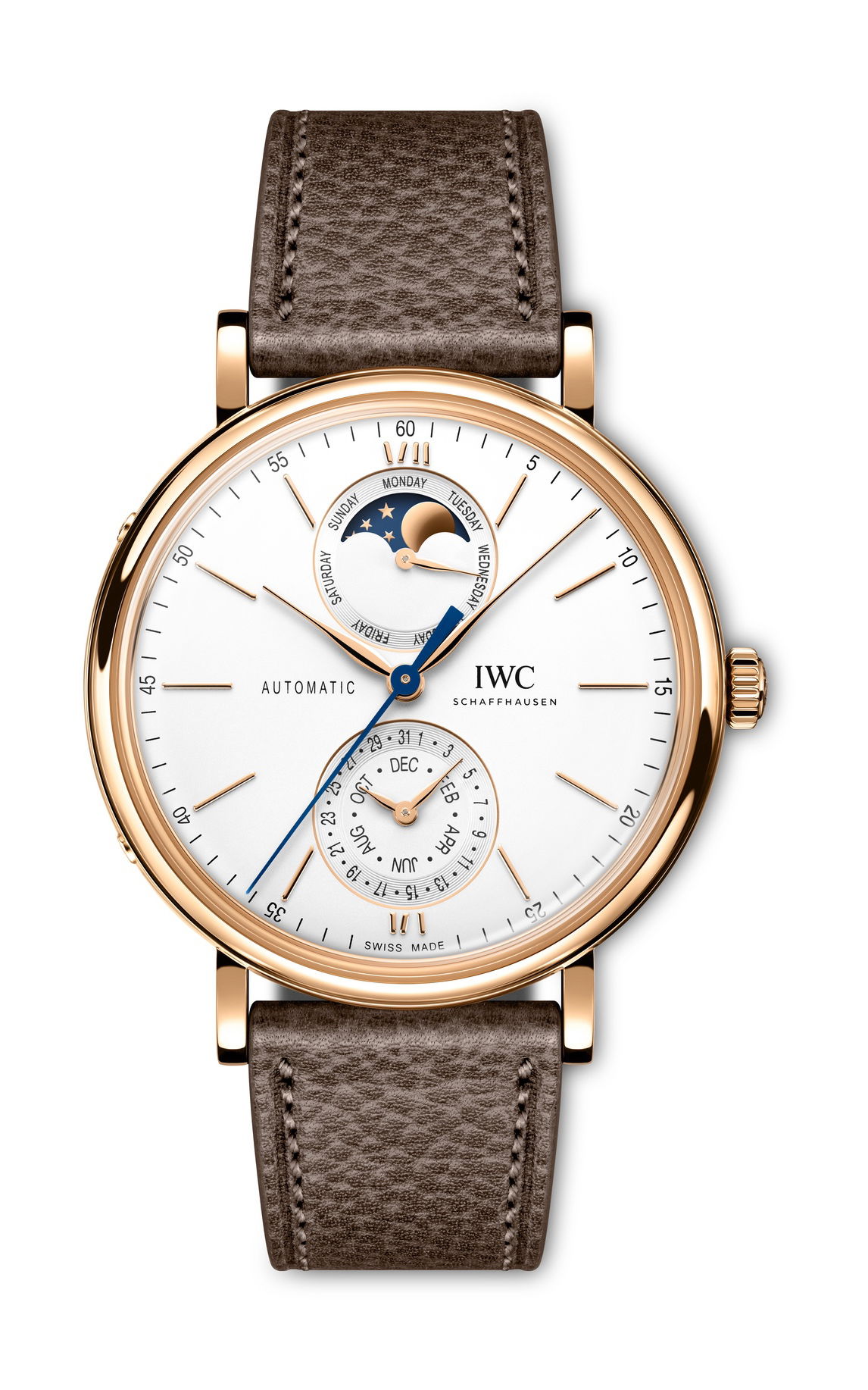 IWC Schaffhausen Portofino Complete Calendar luxury timepiece - detailed view