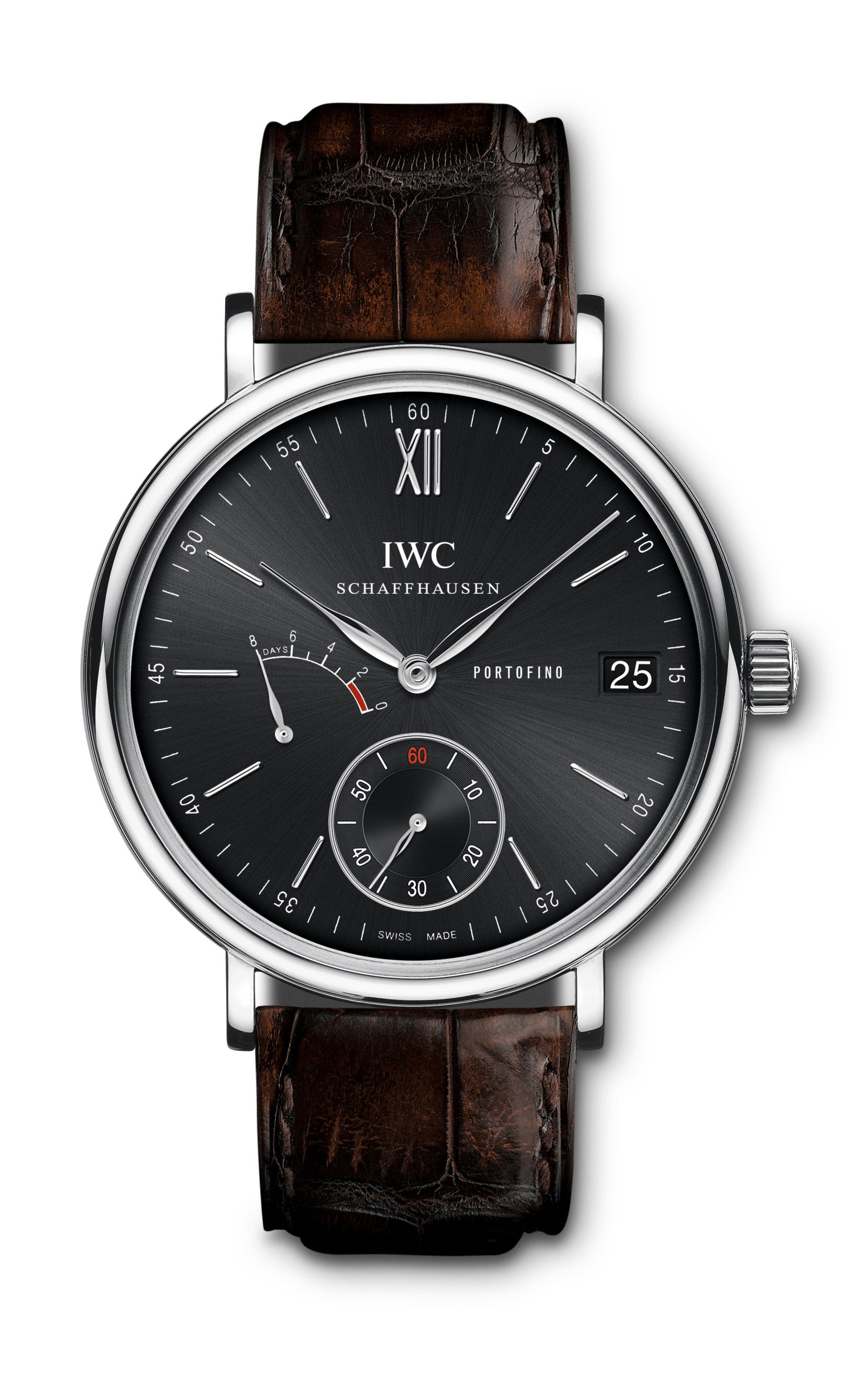 IWC Schaffhausen Portofino Hand-Wound Eight Days luxury timepiece - detailed view