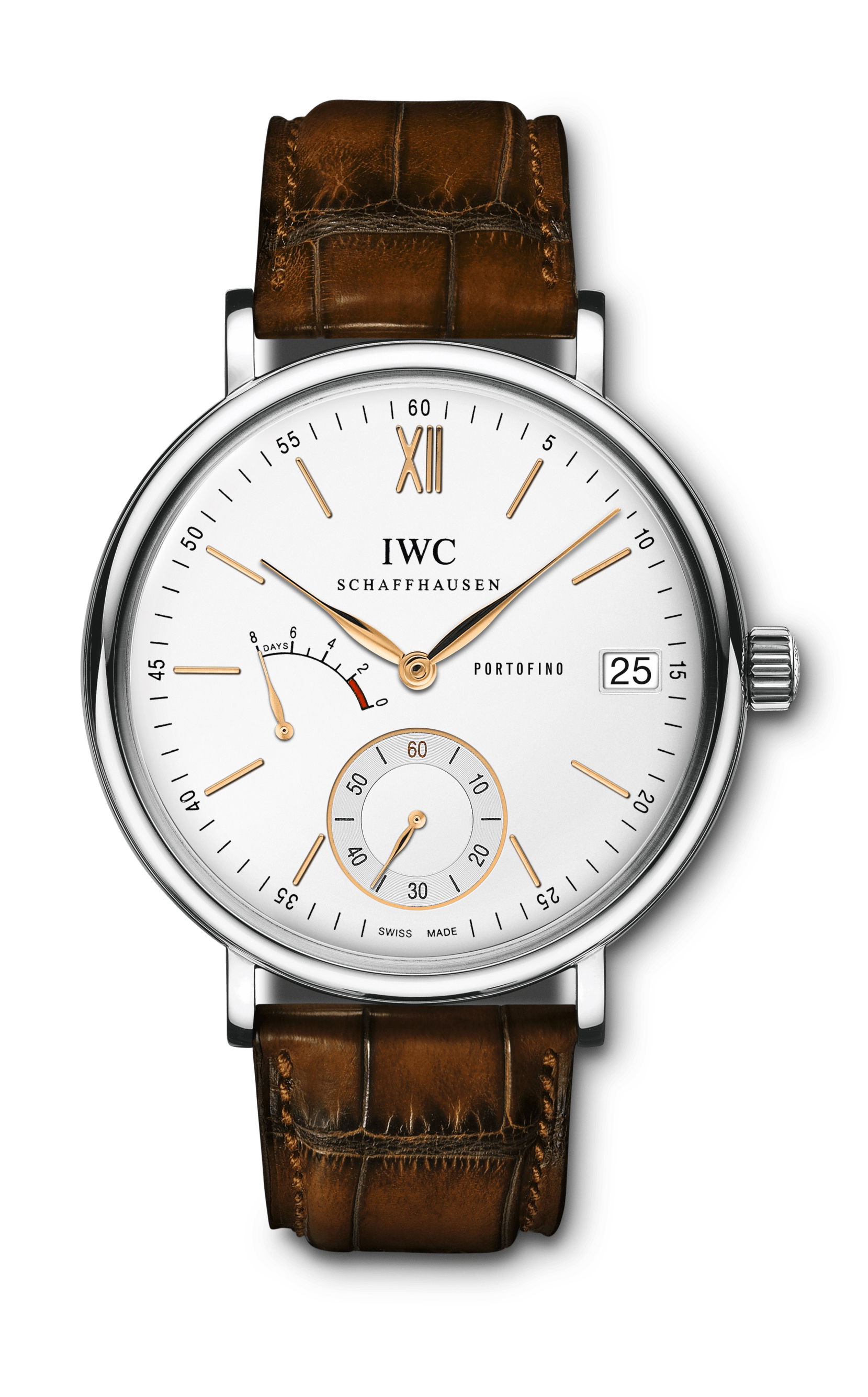 IWC Schaffhausen Portofino Hand-Wound Eight Days luxury timepiece - detailed view