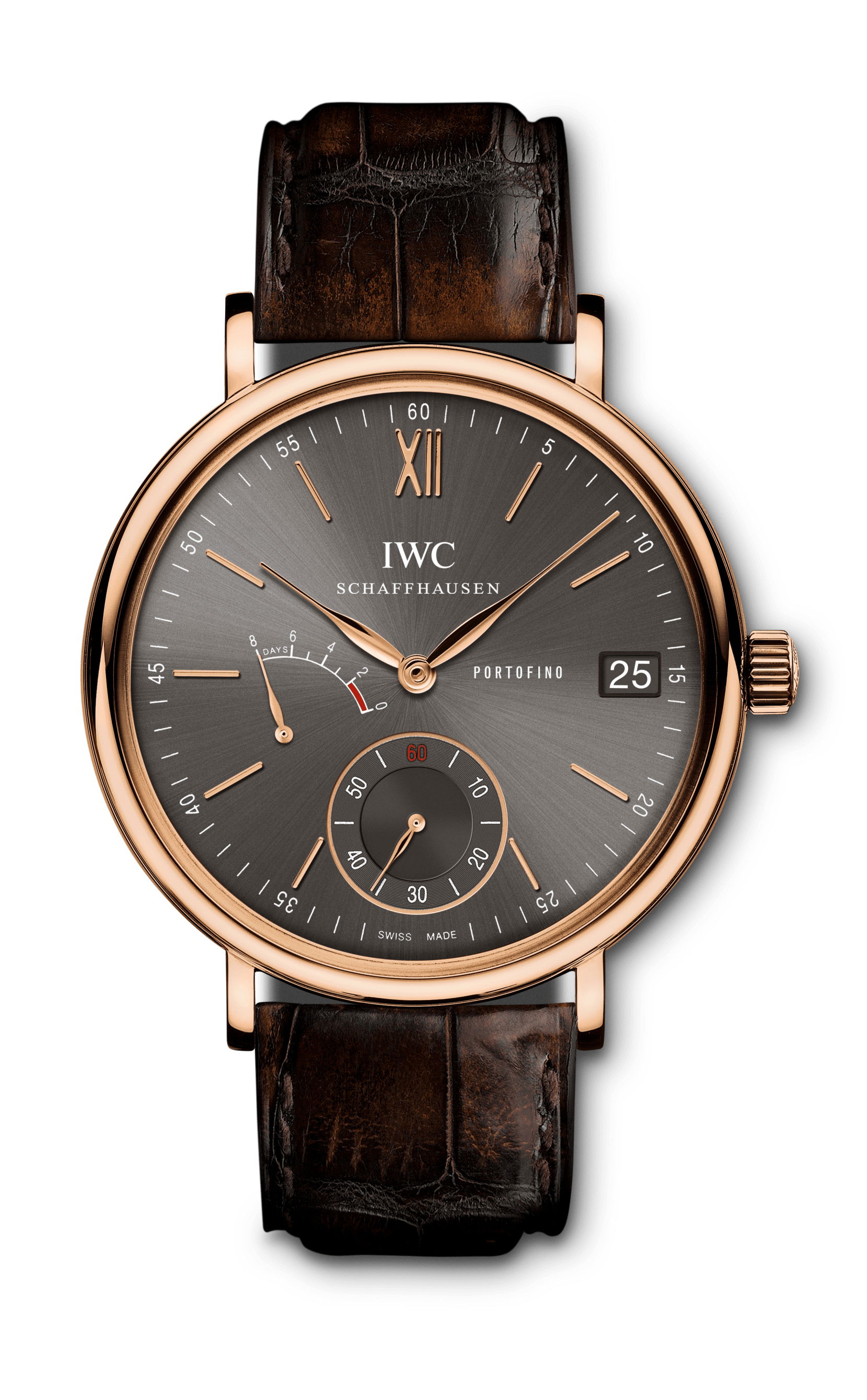 IWC Schaffhausen Portofino Hand-Wound Eight Days luxury timepiece - detailed view