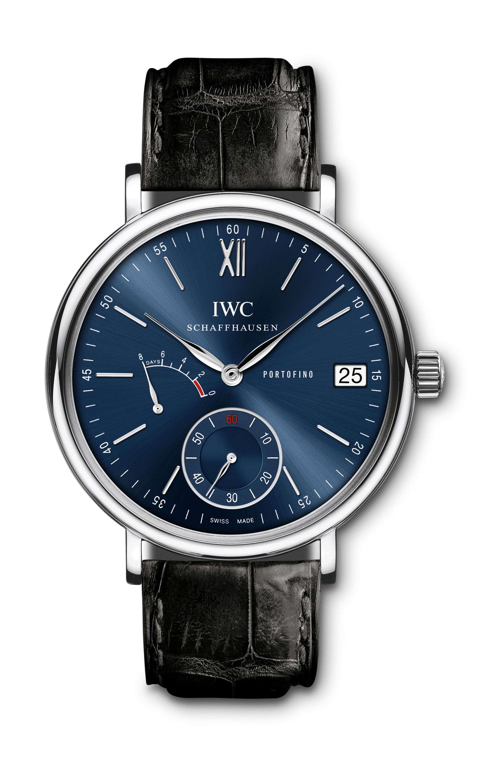 IWC Schaffhausen Portofino Hand-Wound Eight Days luxury timepiece - detailed view