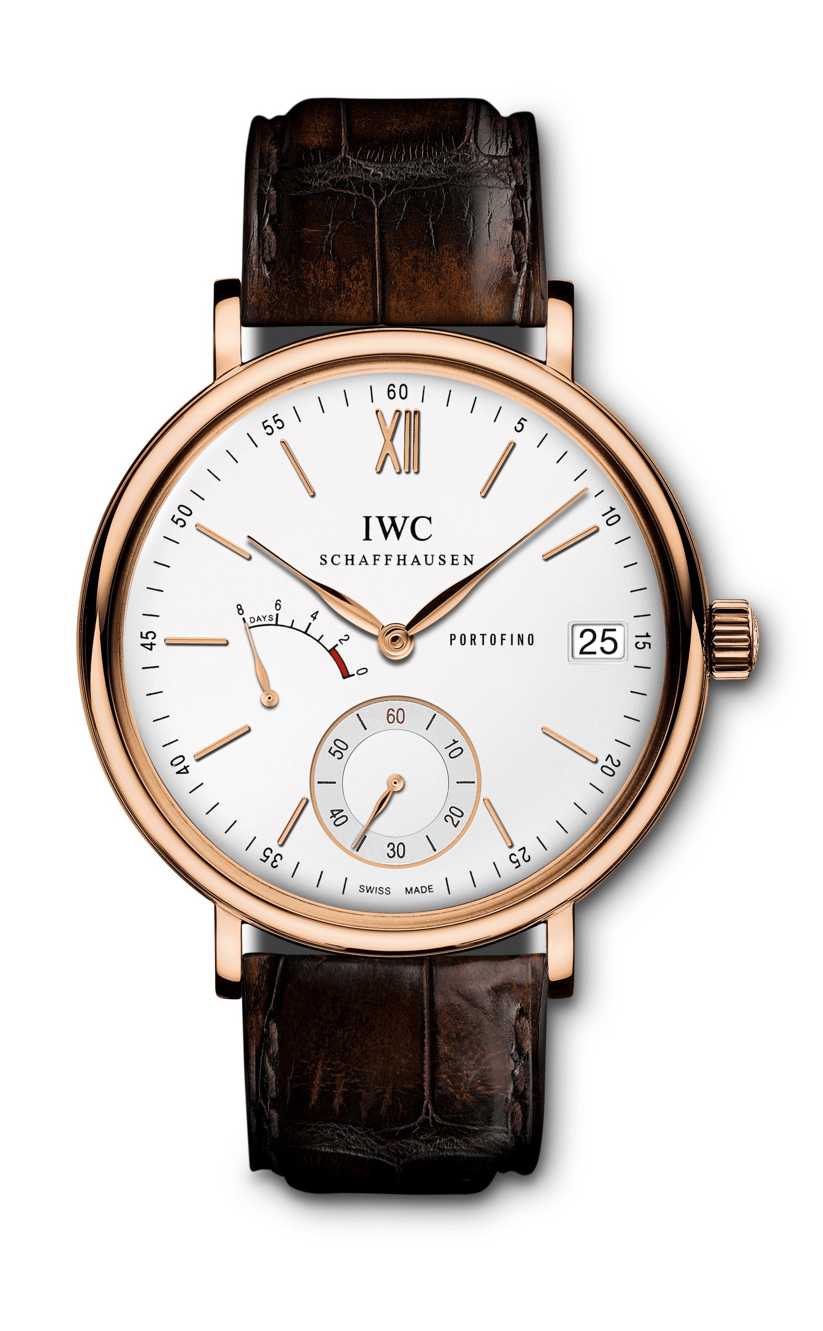 IWC Schaffhausen Portofino Hand-Wound Eight Days luxury timepiece - detailed view