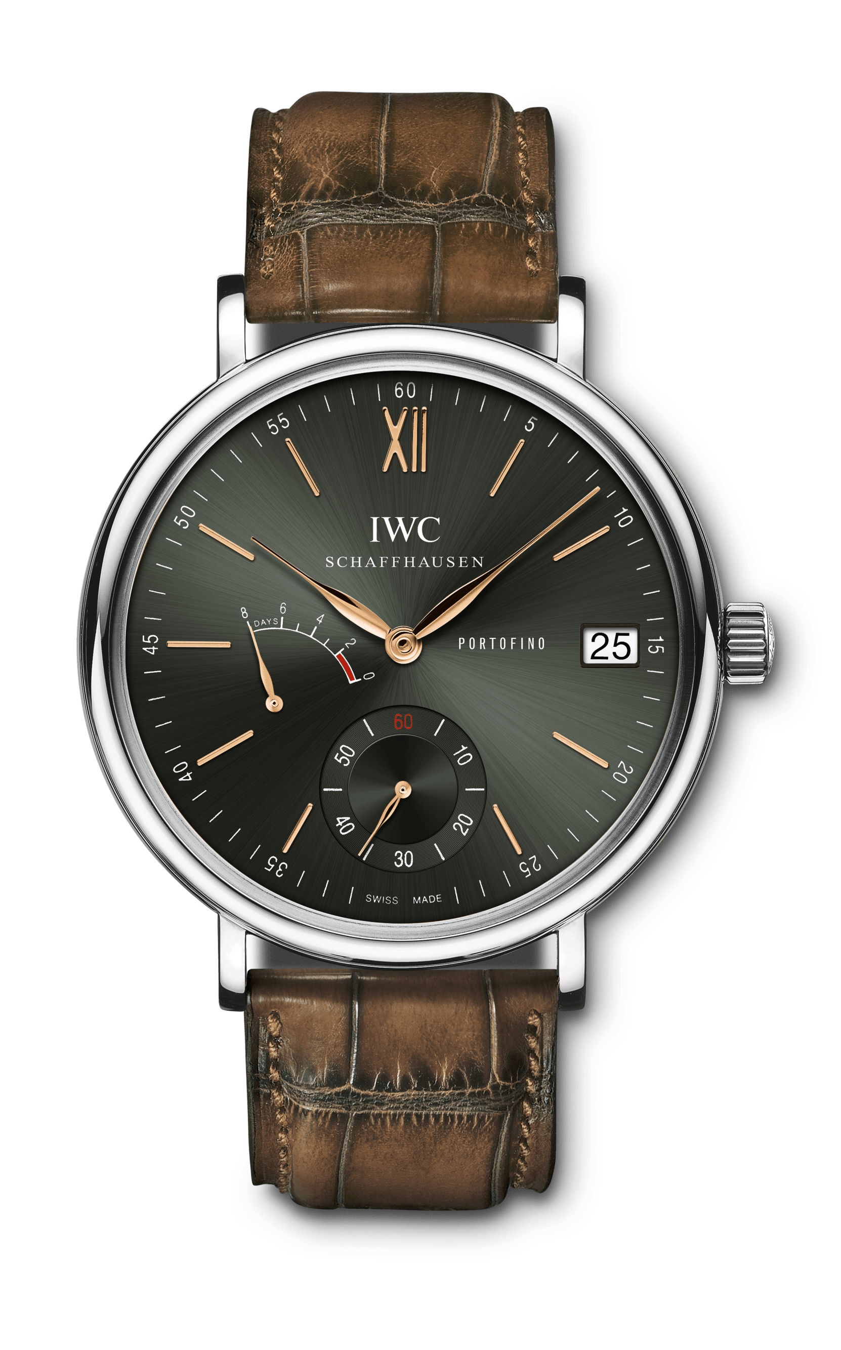 IWC Schaffhausen Portofino Hand-Wound Eight Days luxury timepiece - detailed view