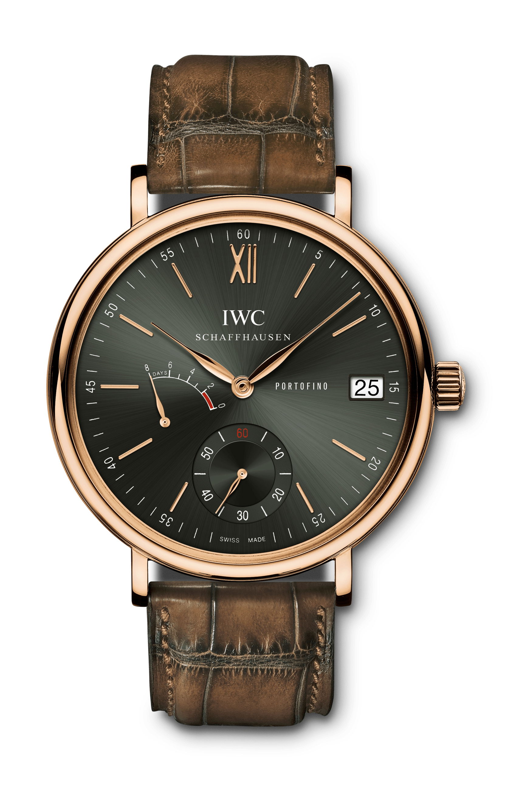 IWC Schaffhausen Portofino Hand-Wound Eight Days luxury timepiece - detailed view