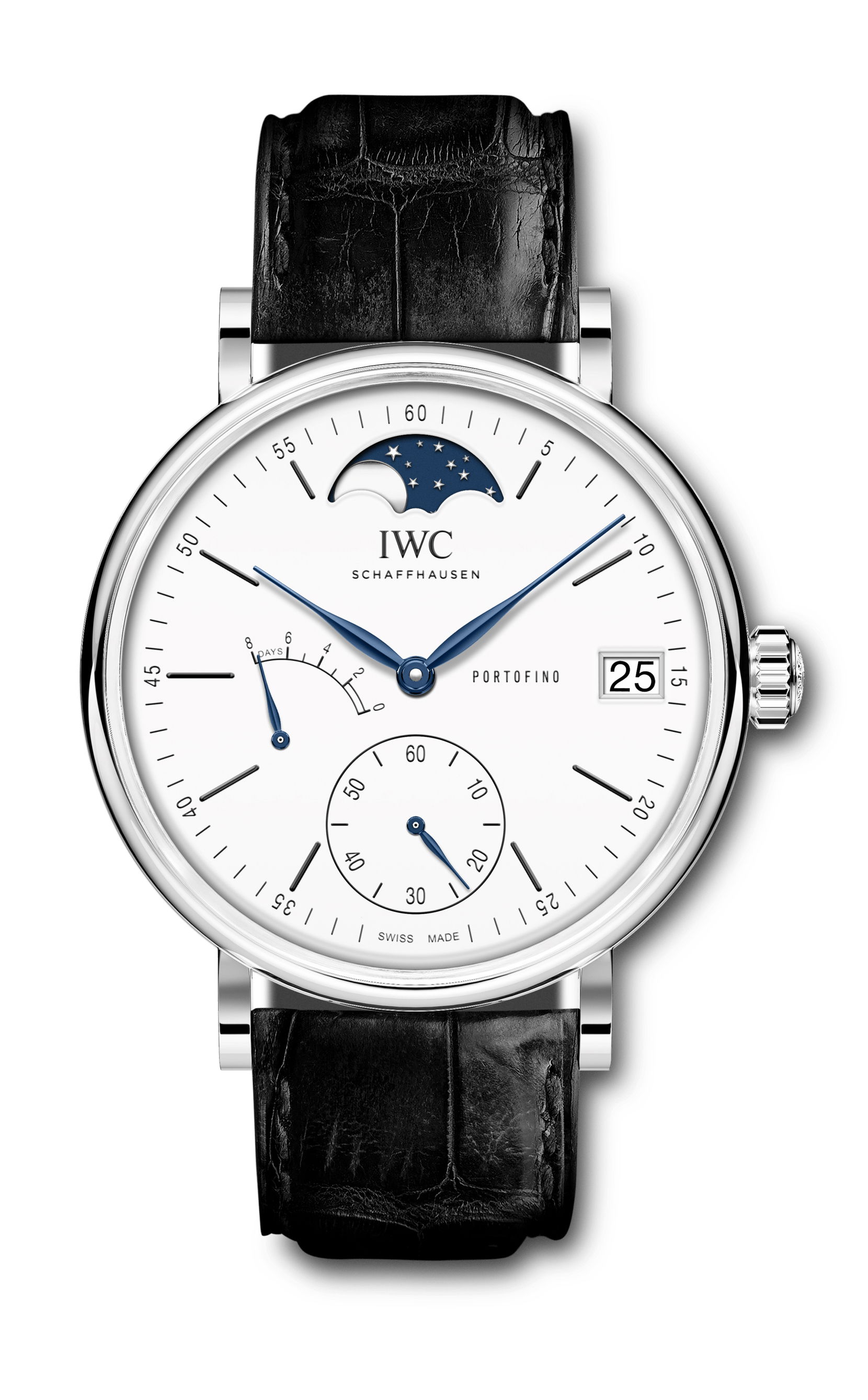 IWC Schaffhausen Portofino Hand-Wound Moon Phase Edition “150 Years” luxury timepiece - detailed view