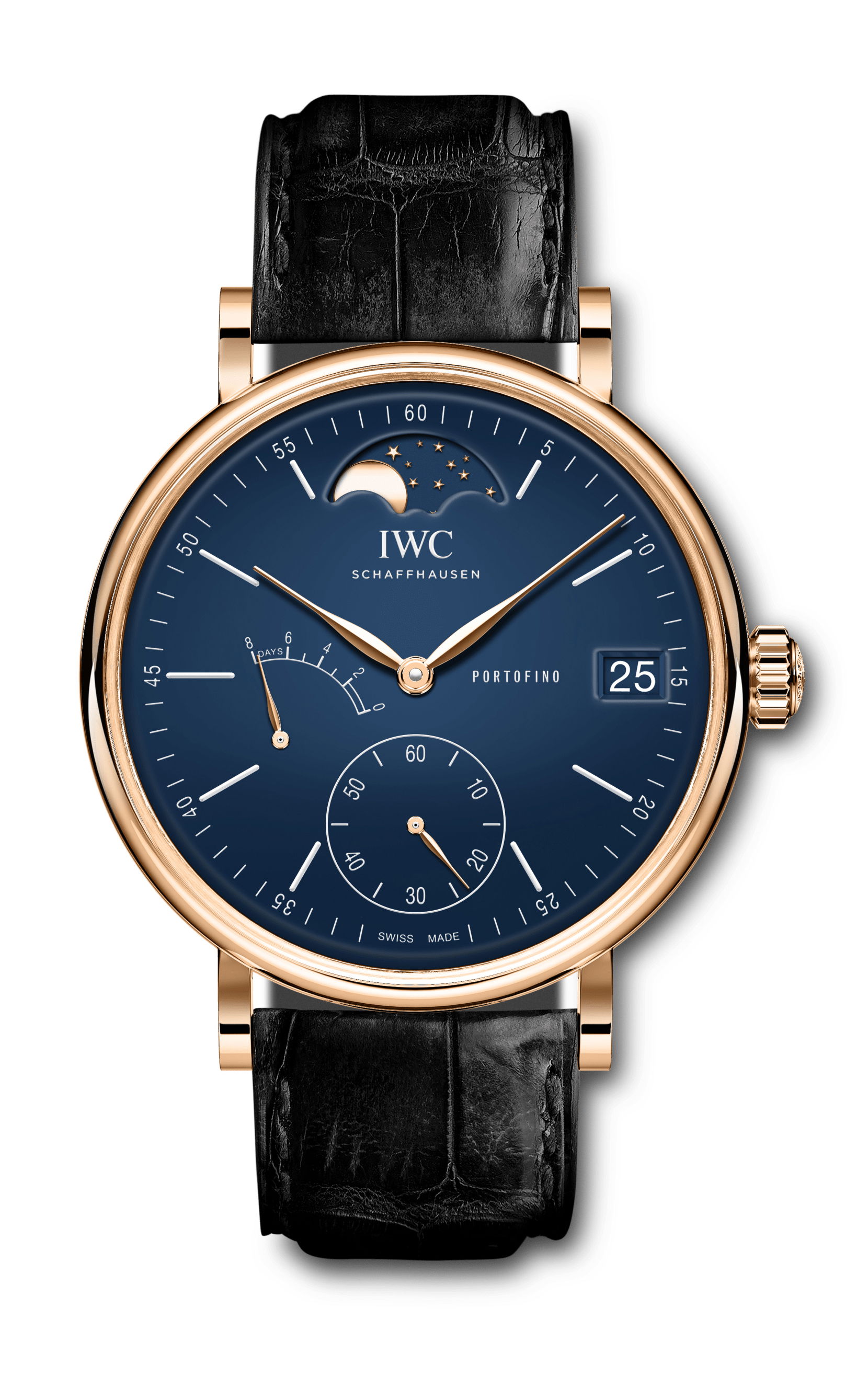 IWC Schaffhausen Portofino Hand-Wound Moon Phase Edition “150 Years” luxury timepiece - detailed view