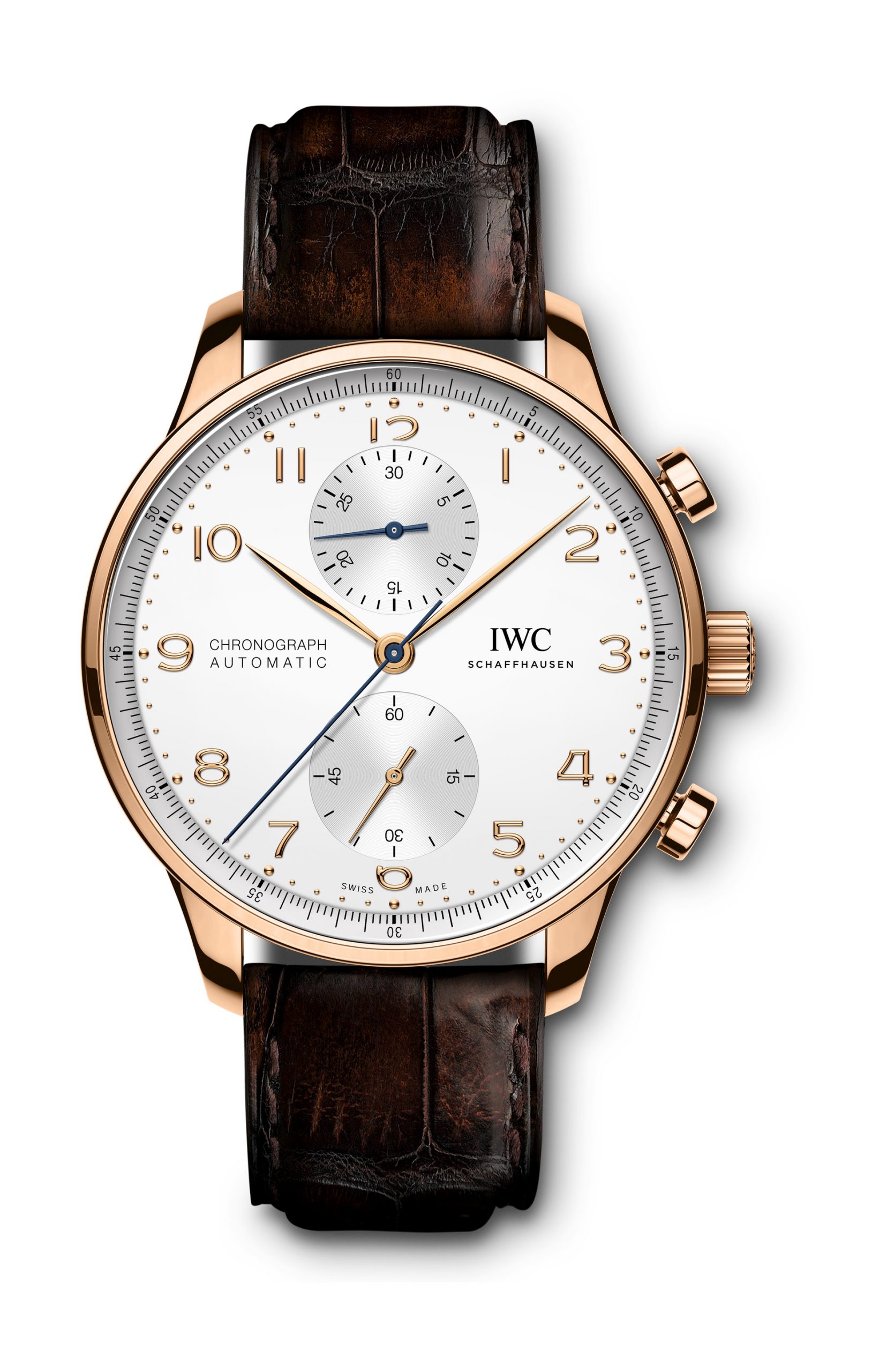 IWC Schaffhausen Portugieser Chronograph luxury timepiece - detailed view