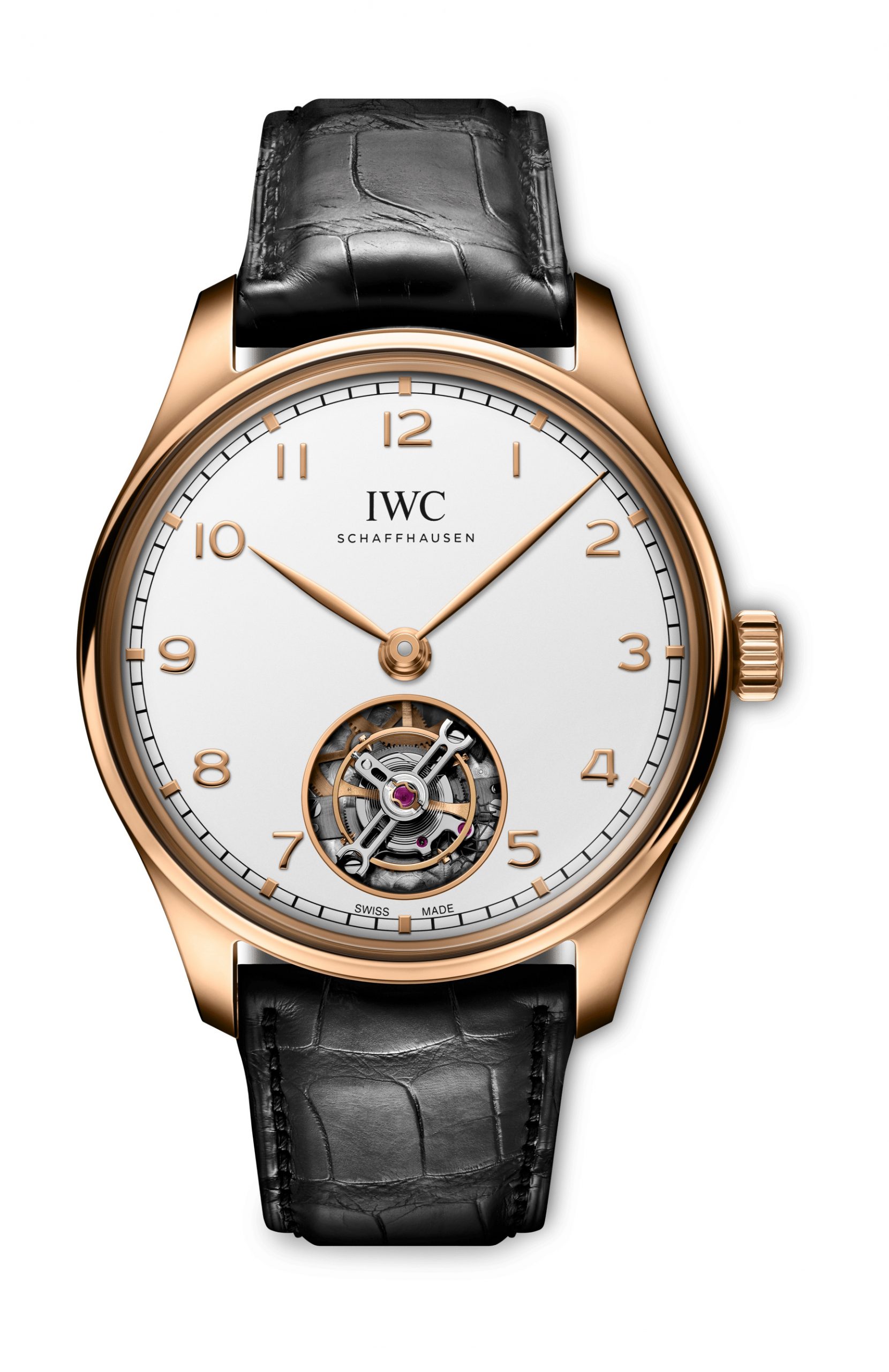 IWC Schaffhausen Portugieser Hand-Wound Tourbillon luxury timepiece - detailed view