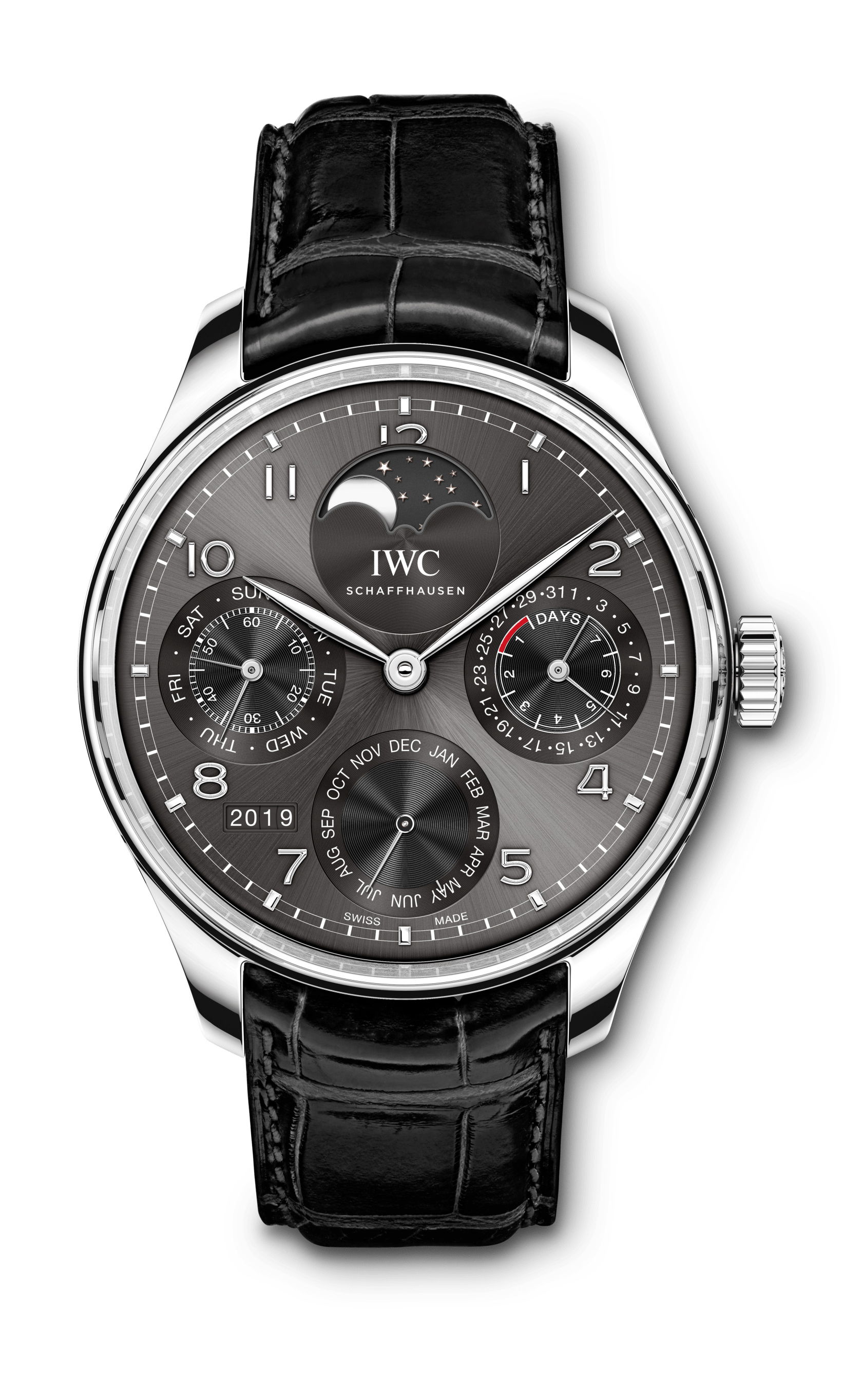 IWC Schaffhausen Portugieser Perpetual Calendar luxury timepiece - detailed view