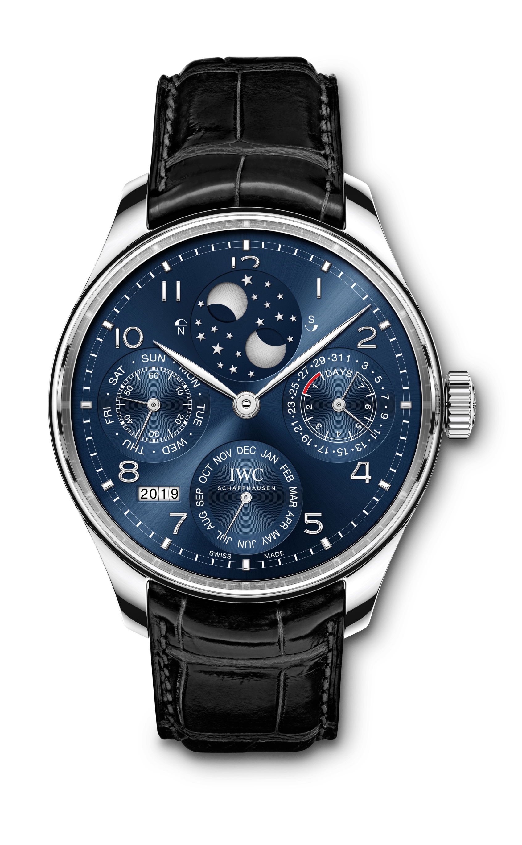 IWC Schaffhausen Portugieser Perpetual Calendar luxury timepiece - detailed view