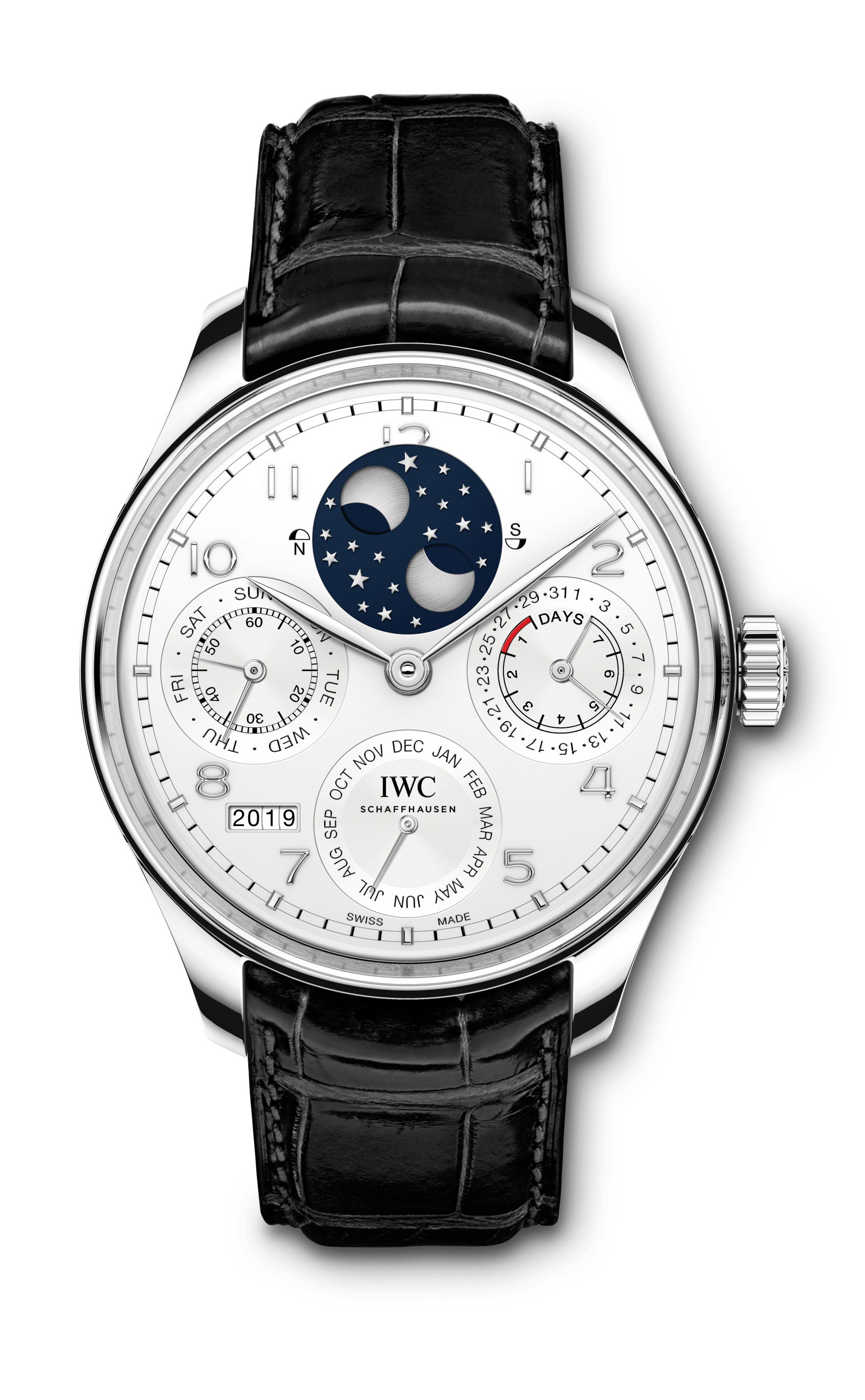 IWC Schaffhausen Portugieser Perpetual Calendar luxury timepiece - detailed view