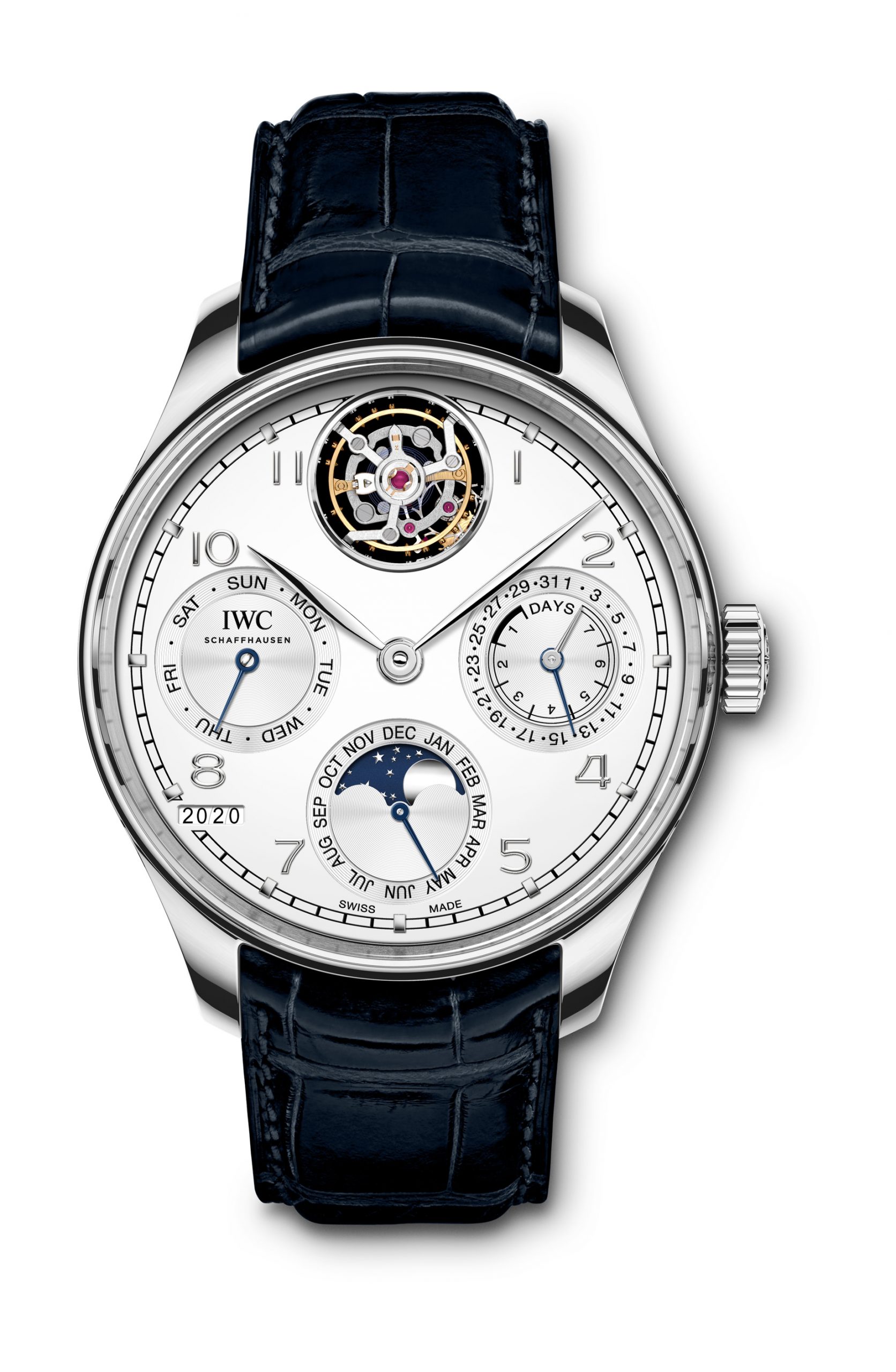 IWC Schaffhausen Portugieser Perpetual Calendar Tourbillon luxury timepiece - detailed view