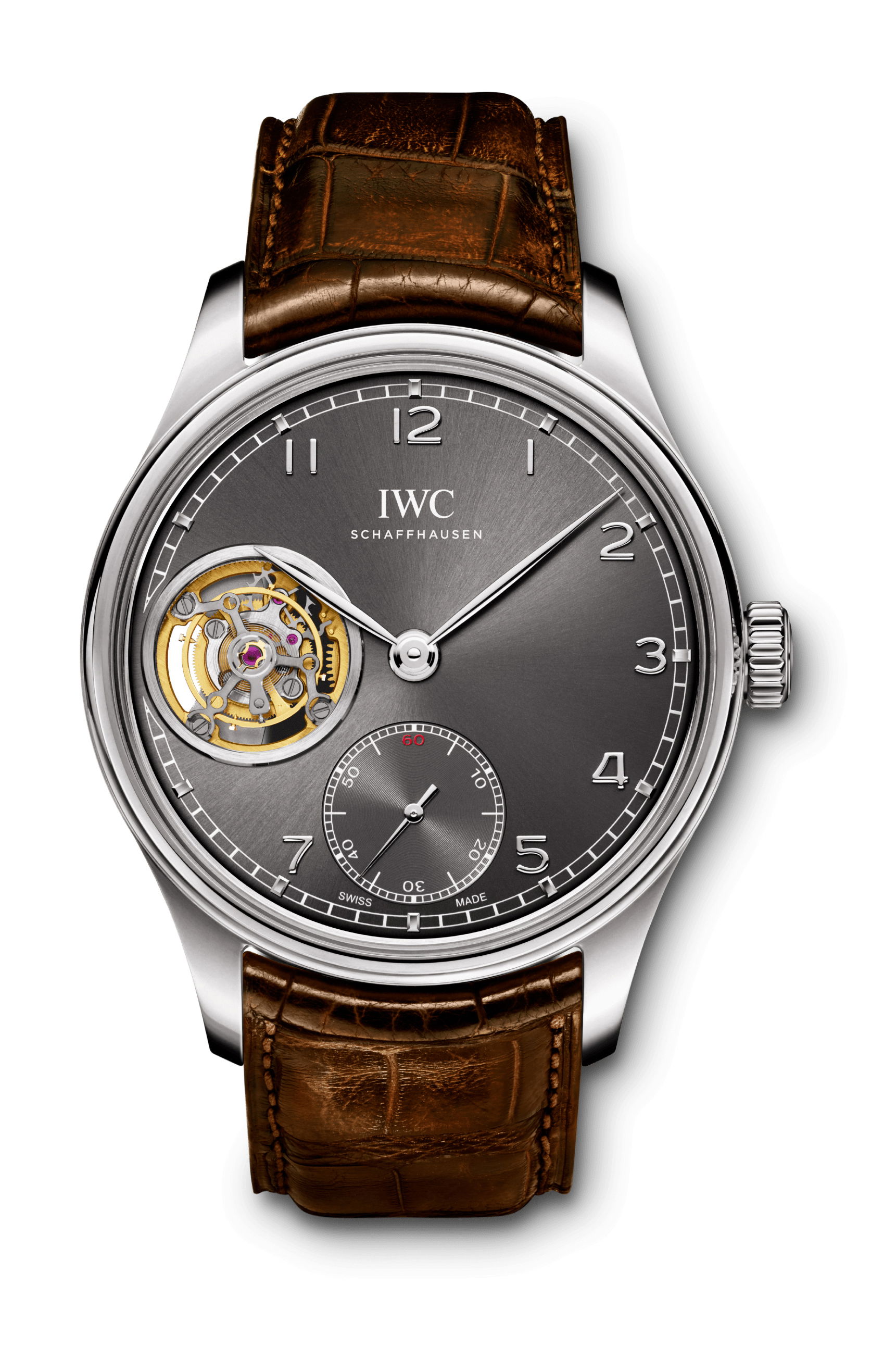 IWC Schaffhausen Portugieser Tourbillon Hand-Wound luxury timepiece - detailed view