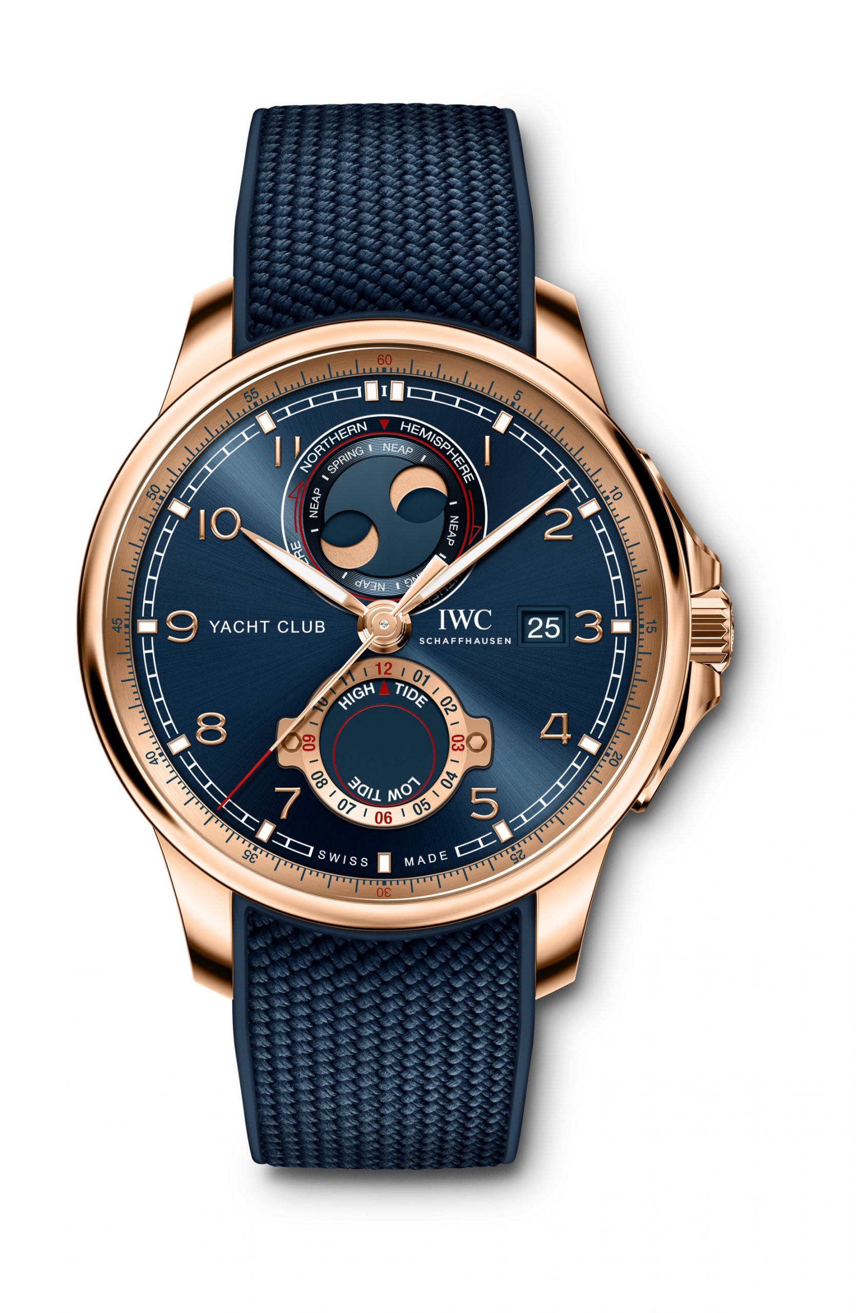 IWC Schaffhausen Portugieser Yacht Club Moon & Tide luxury timepiece - detailed view