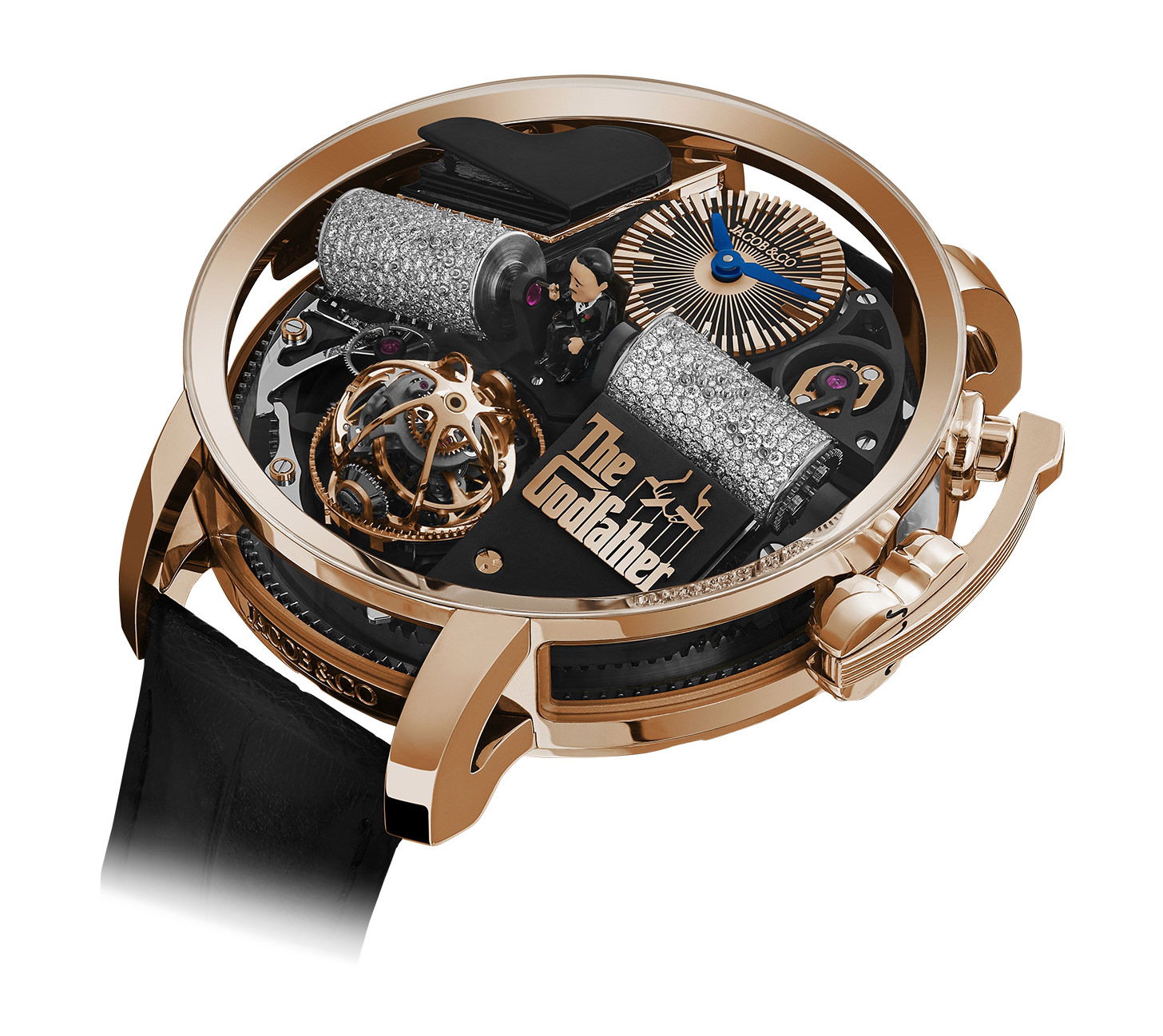 Jacob & Co Opera Grandfather with Diamond Barrels luxury timepiece - detailed view