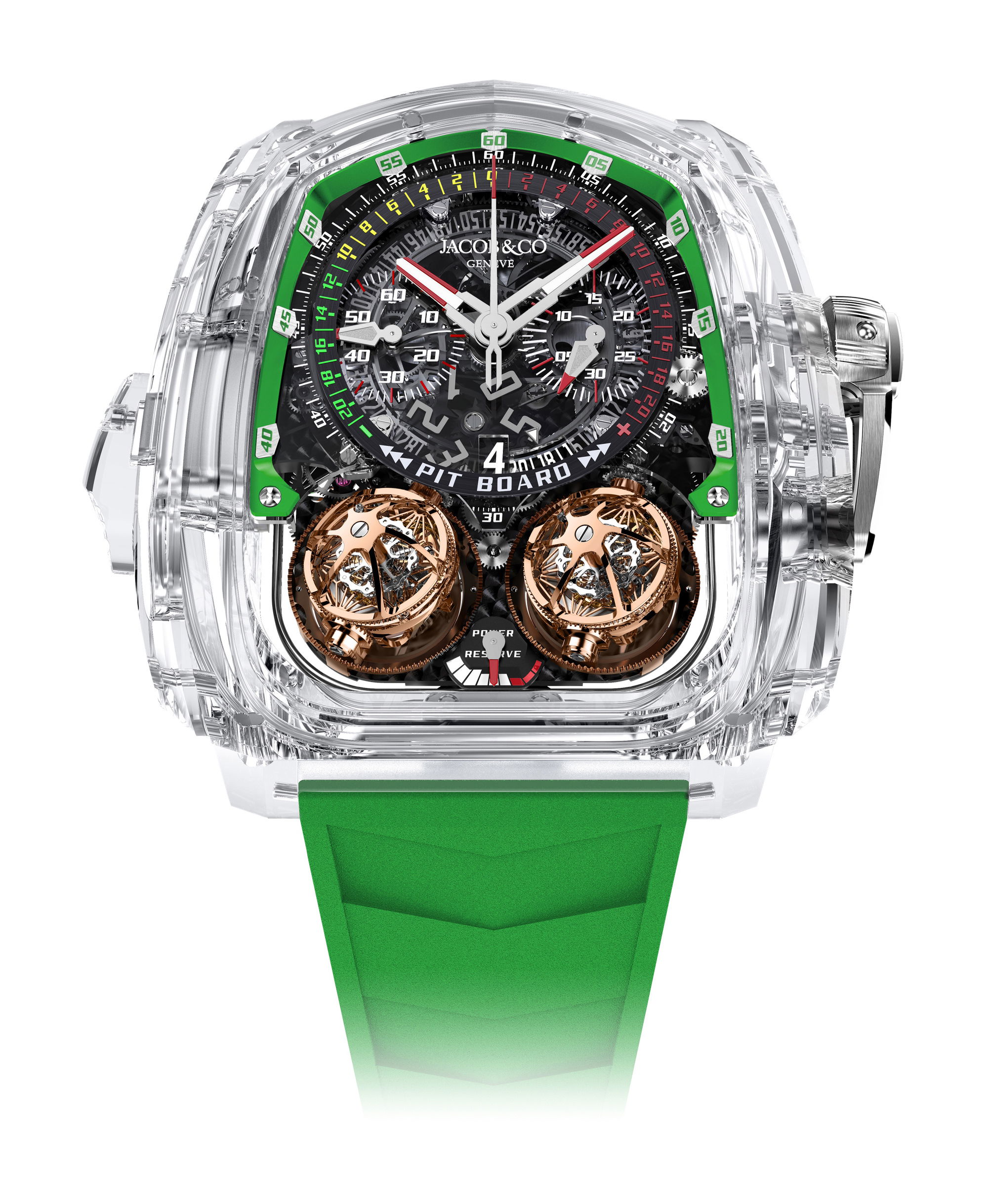 Jacob & Co Twin Turbo Furious Sapphire Crystal luxury timepiece - detailed view