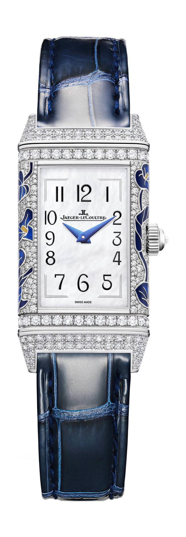 Jaeger-LeCoultre Reverso One Precious Flowers Blue Arums luxury timepiece - detailed view
