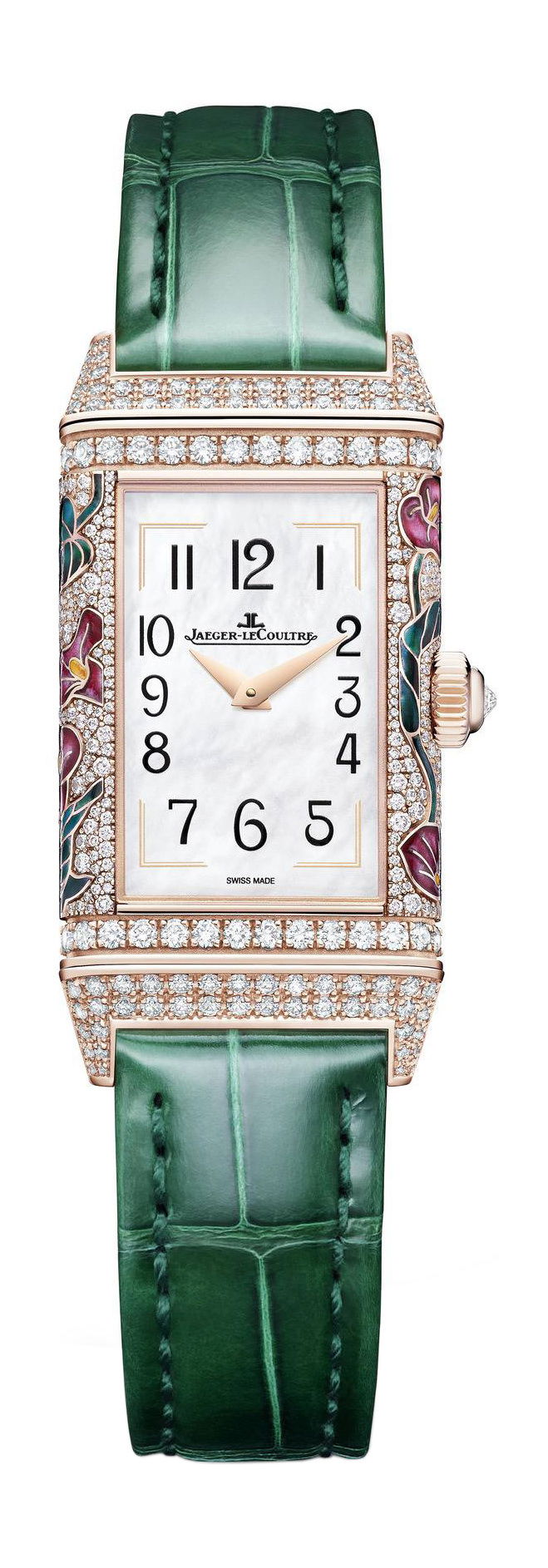 Jaeger-LeCoultre Reverso One Precious Flowers Purple Arums luxury timepiece - detailed view