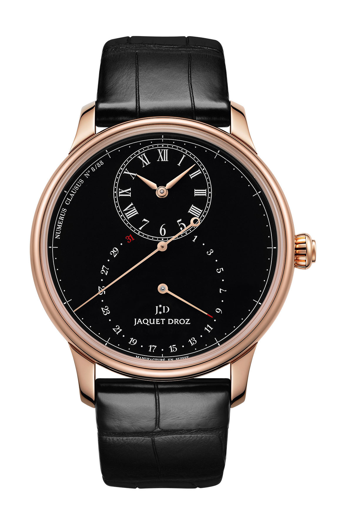 Jaquet Droz Grande Seconde Deadbeat Black Enamel luxury timepiece - detailed view