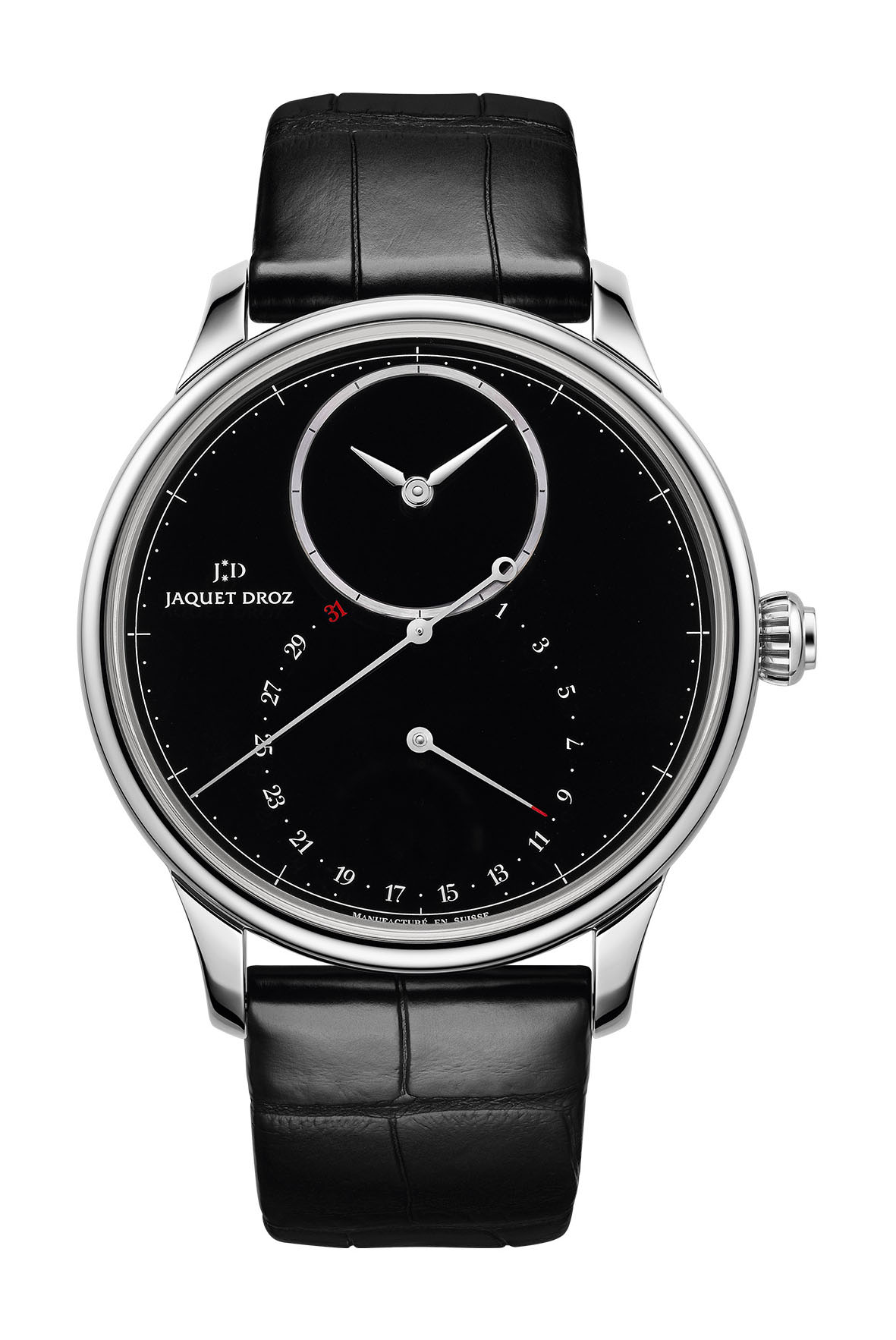 Jaquet Droz Grande Seconde Deadbeat Onyx luxury timepiece - detailed view