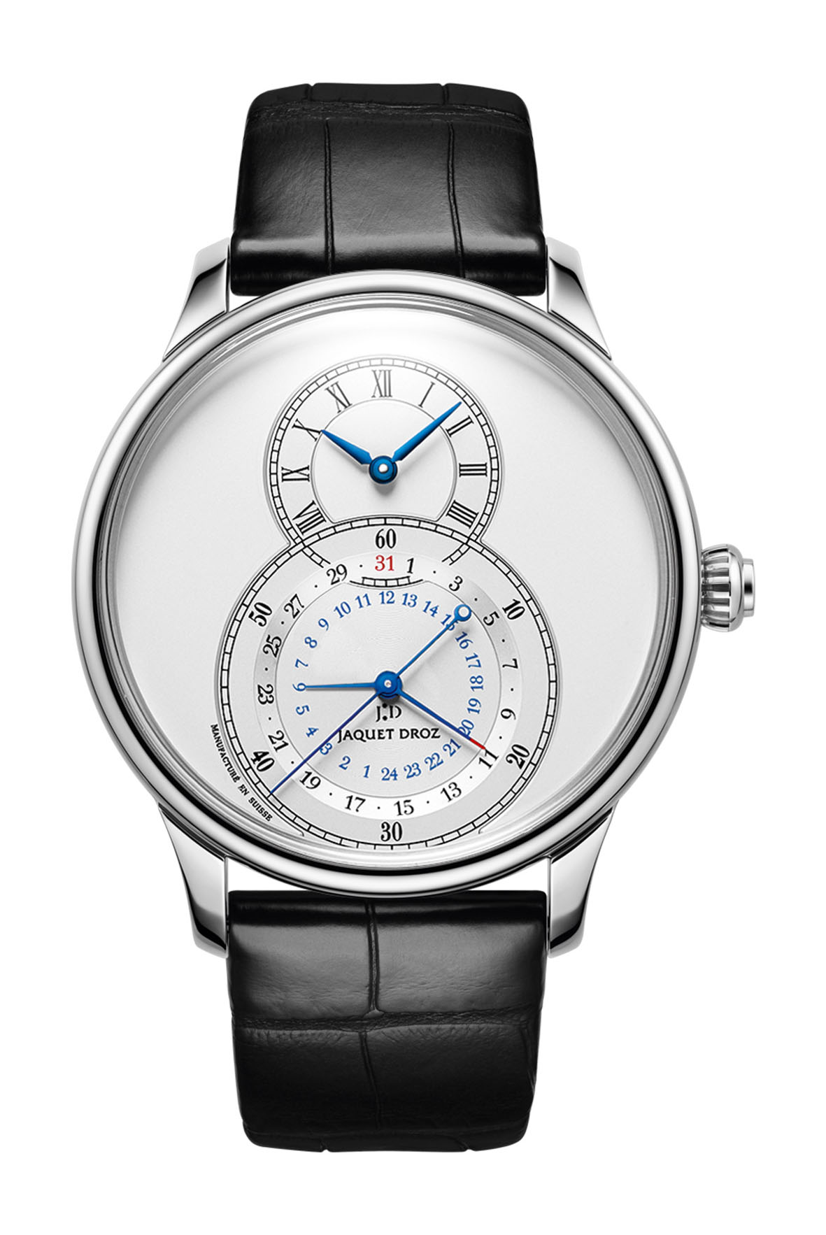 Jaquet Droz Grande Seconde Dual Time Silver luxury timepiece - detailed view