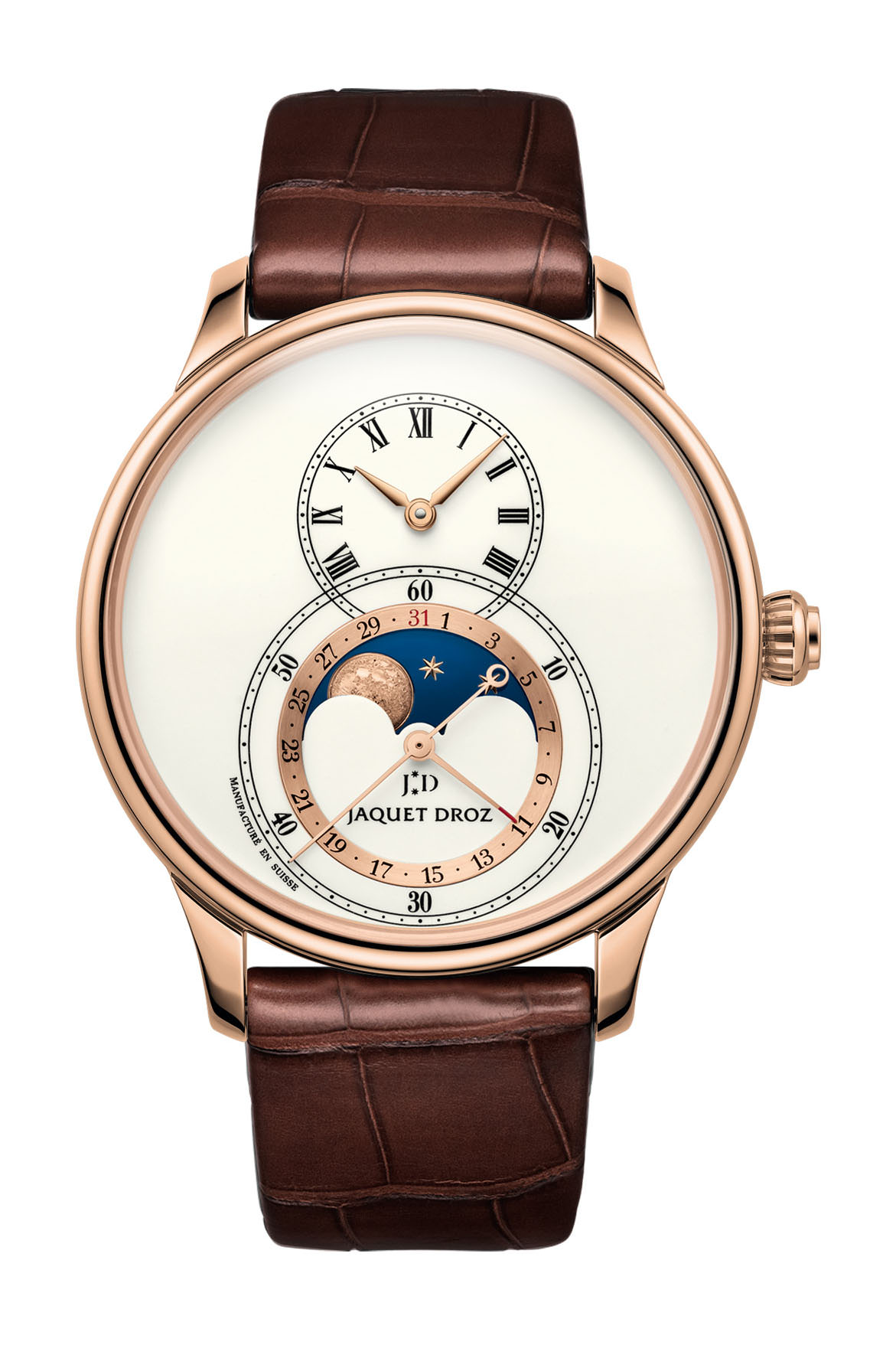 Jaquet Droz Grande Seconde Moon Ivory Enamel luxury timepiece - detailed view