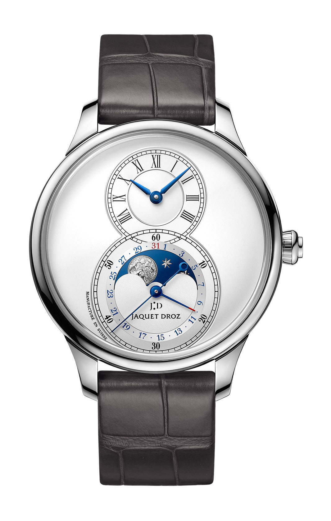 Jaquet Droz Grande Seconde Moon Silver luxury timepiece - detailed view