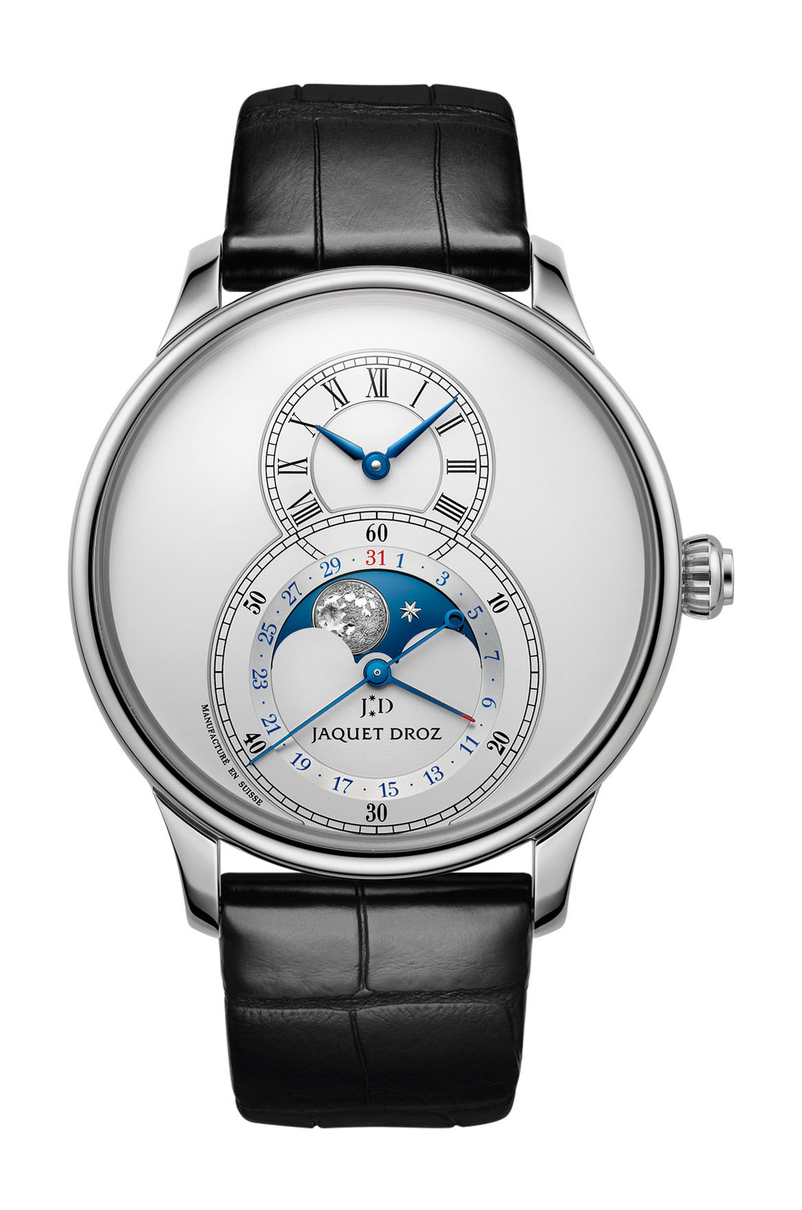 Jaquet Droz Grande Seconde Moon Silver luxury timepiece - detailed view