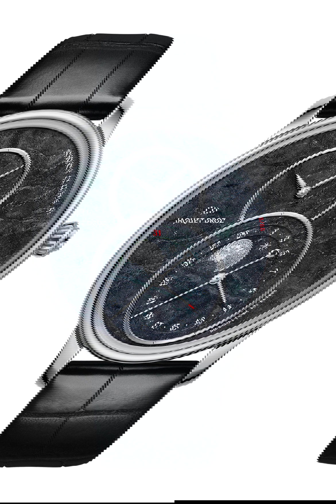 Jaquet Droz Grande Seconde Moon Swiss Serpentine luxury timepiece - detailed view
