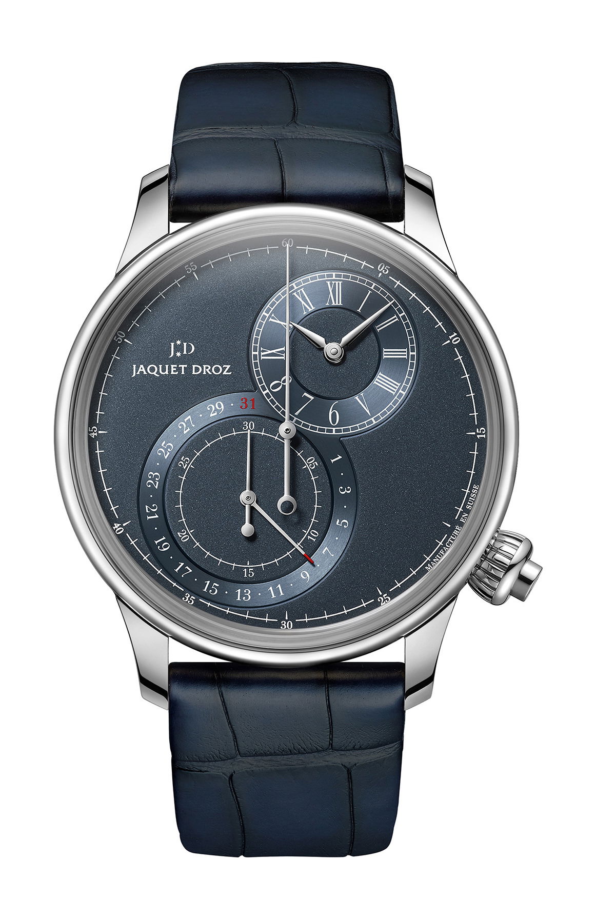 Jaquet Droz Grande Seconde Off-centered Chronograph Blue luxury timepiece - detailed view