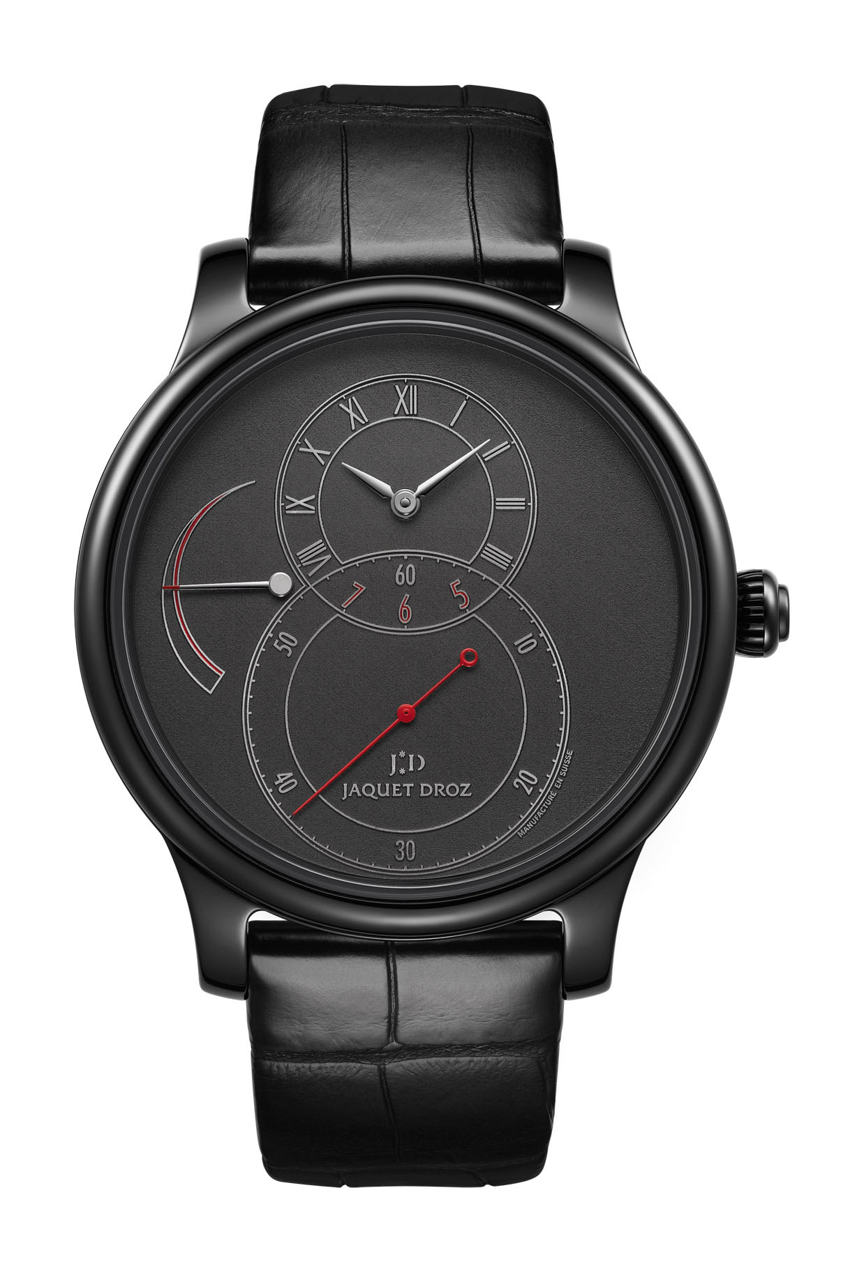Jaquet Droz Grande Seconde Power Reserve Black Enamel luxury timepiece - detailed view