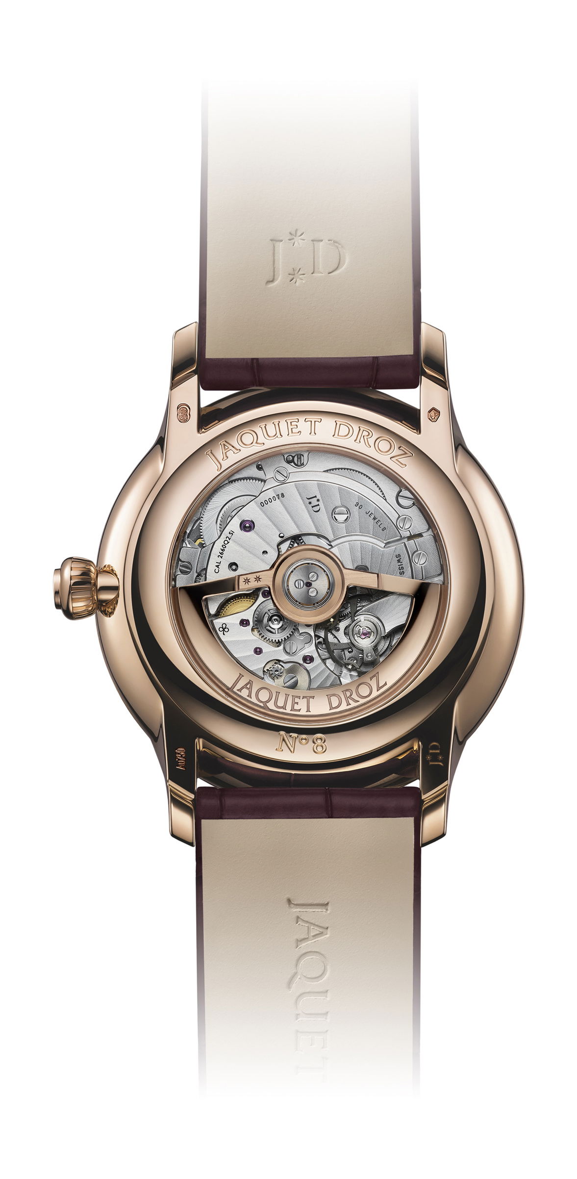 Jaquet Droz Grande Seconde Quantieme Burgundy Enamel - View 2