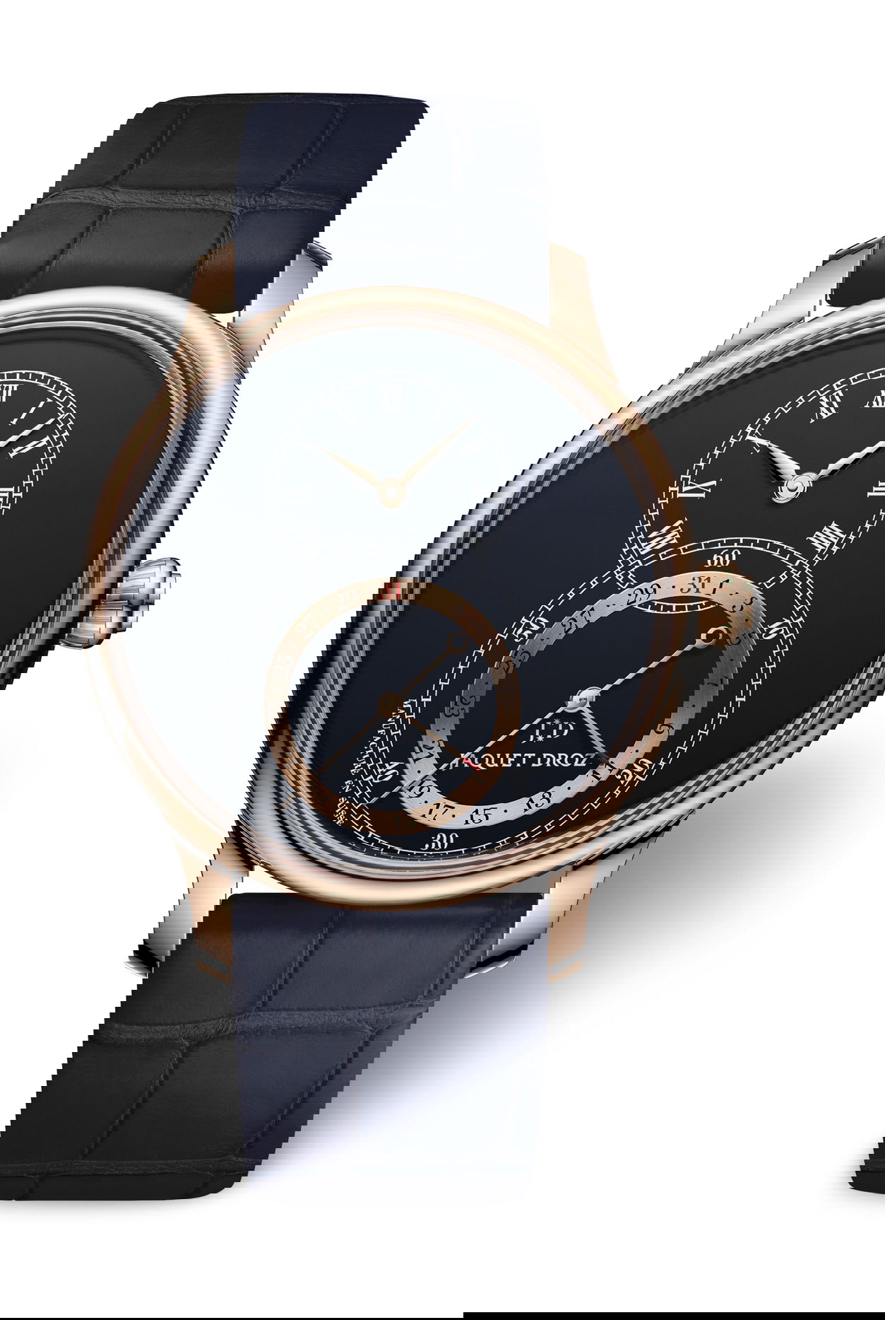 Jaquet Droz Grande Seconde Quantieme Dark Blue Enamel luxury timepiece - detailed view