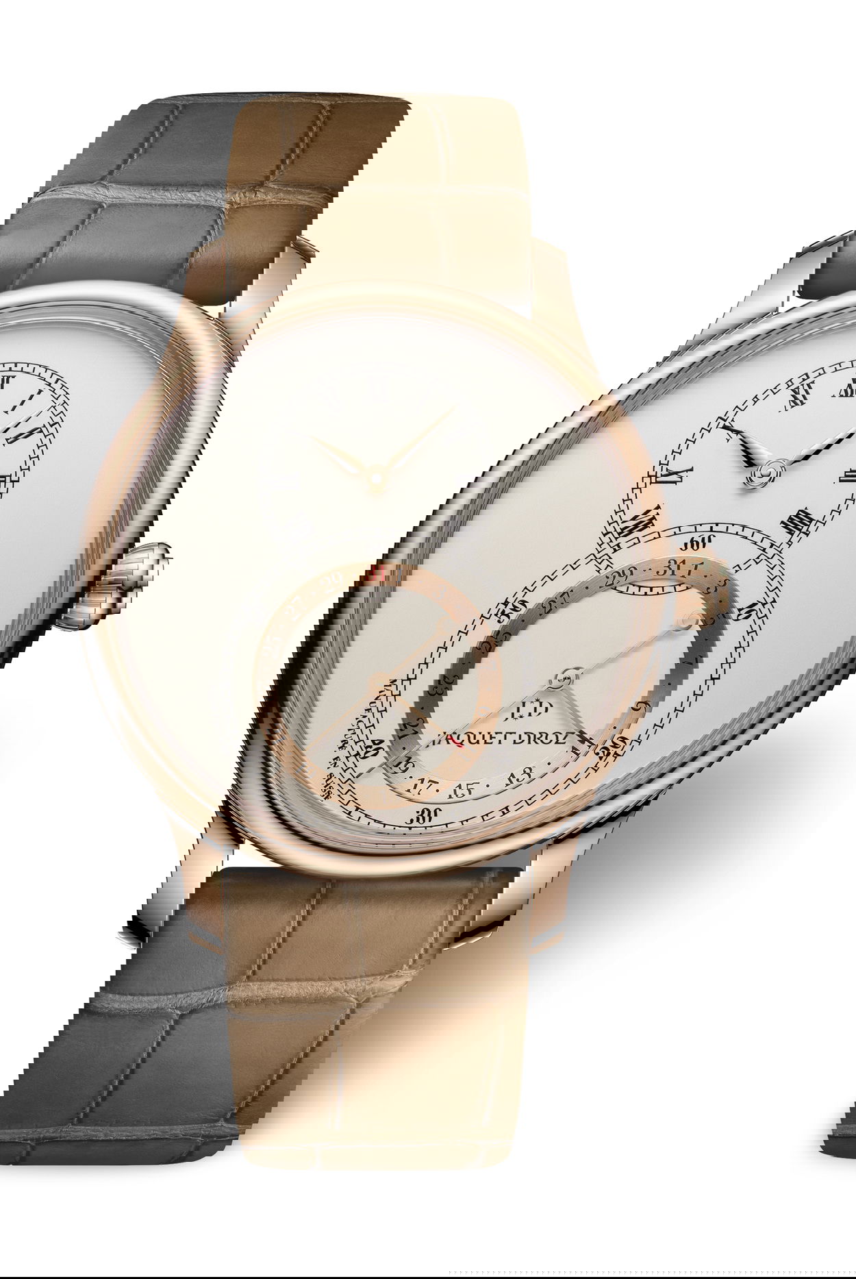 Jaquet Droz Grande Seconde Quantieme Ivory Enamel luxury timepiece - detailed view