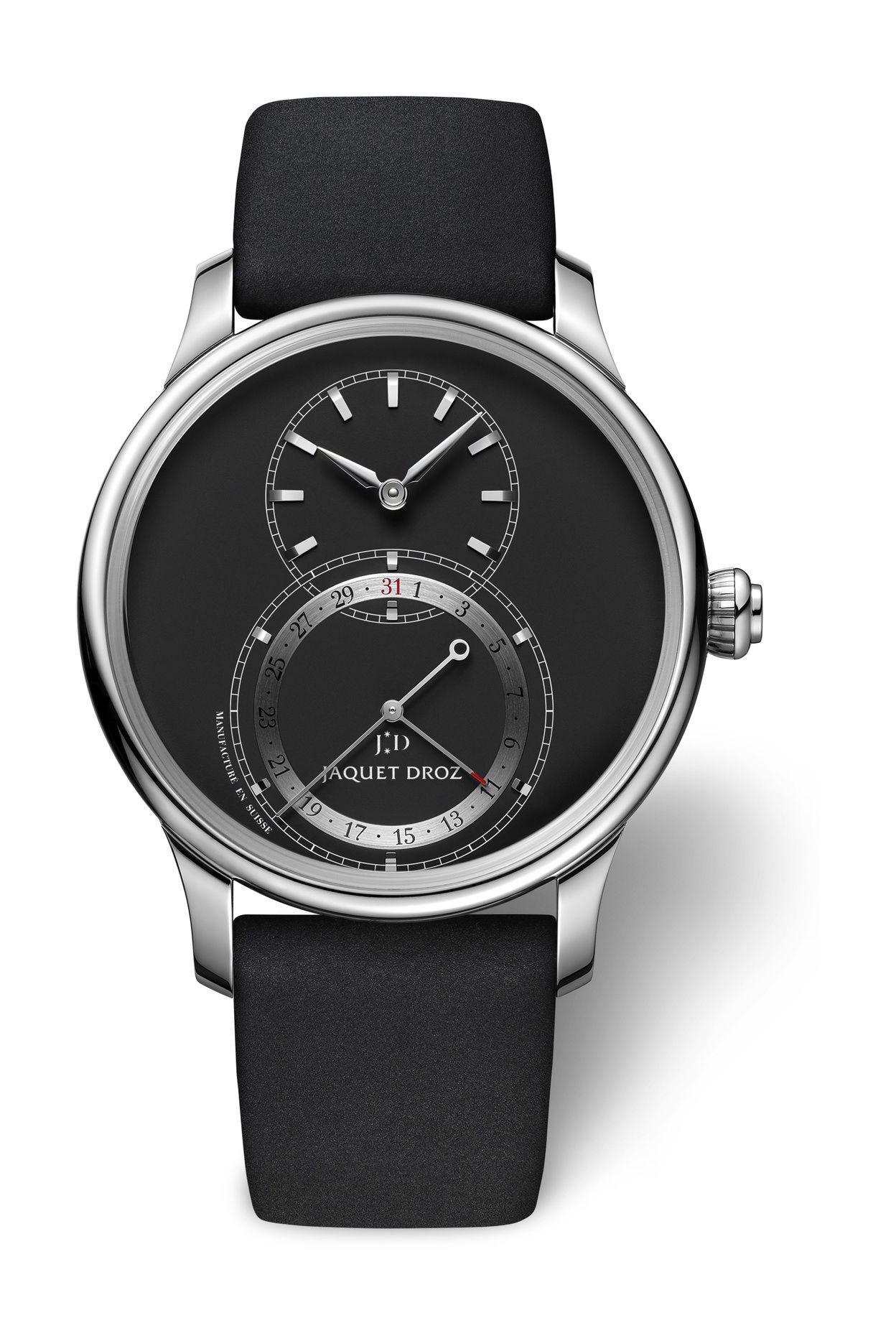Jaquet Droz Grande Seconde Quantieme Matte Black luxury timepiece - detailed view