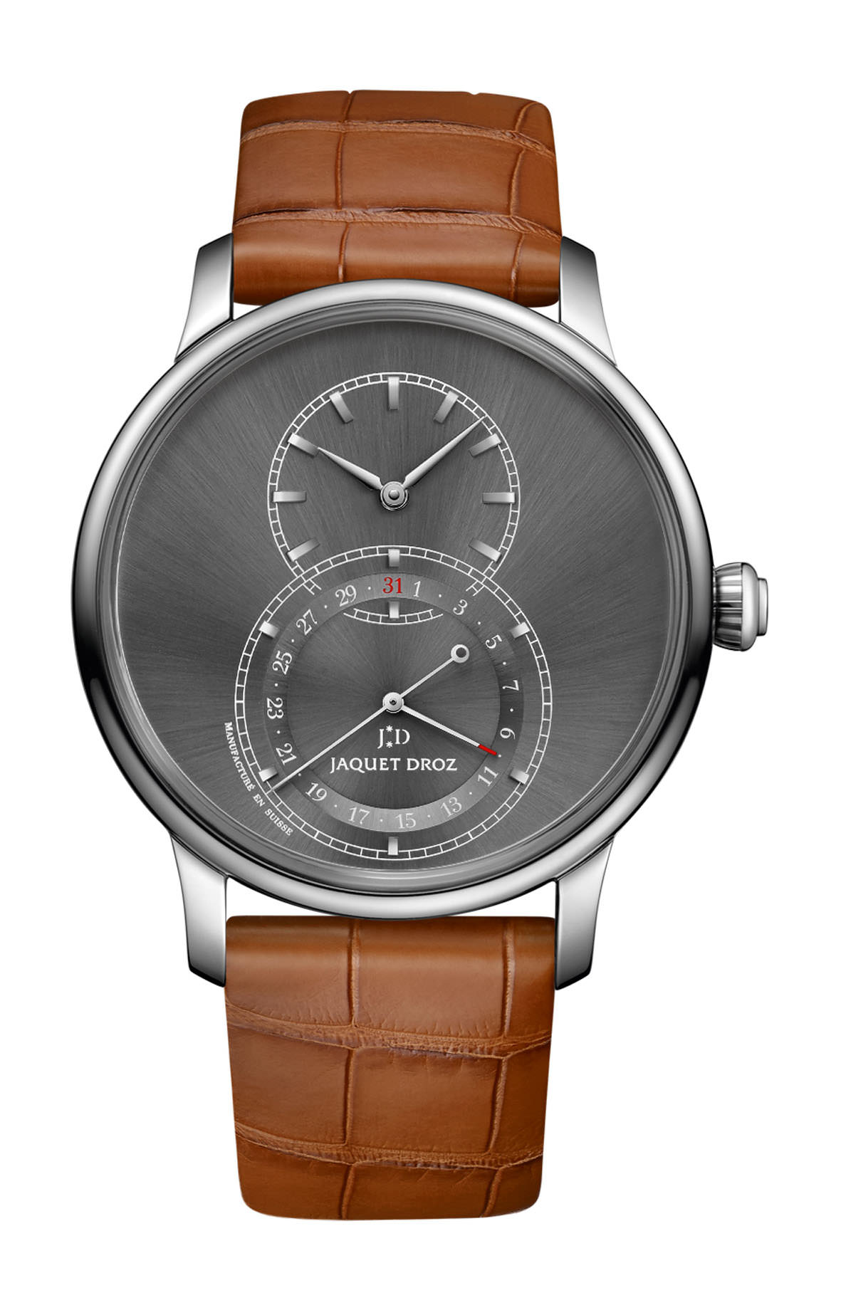 Jaquet Droz Grande Seconde Quantième Satin-brushed Anthracite luxury timepiece - detailed view