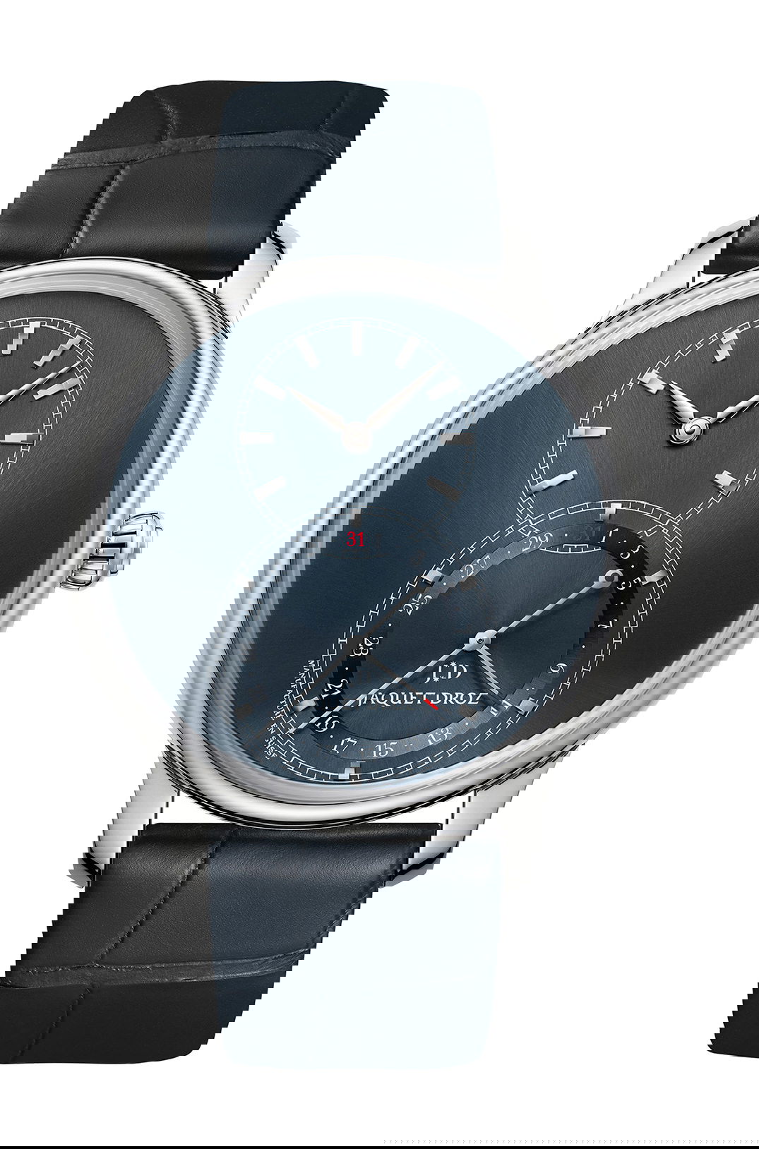 Jaquet Droz Grande Seconde Quantième Satin-Brushed Blue luxury timepiece - detailed view